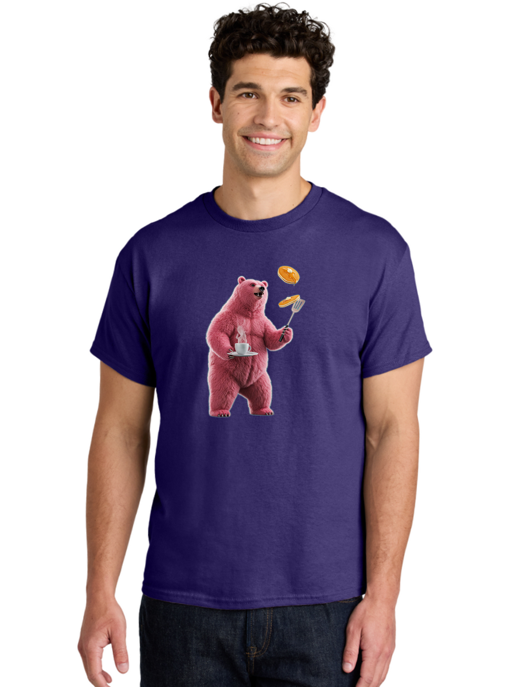 Pink-Bear-Cooking-Pancakes Men'S Graphic Tee, 100% Cotton, Comfortable Casual Summer Wear, Machine Washable, Vintage Camera, Old Camera, Antique Camera, Black Camera, Classic Photography, Photography Equipment, Nostalgic Device, Film Camera, Bal077