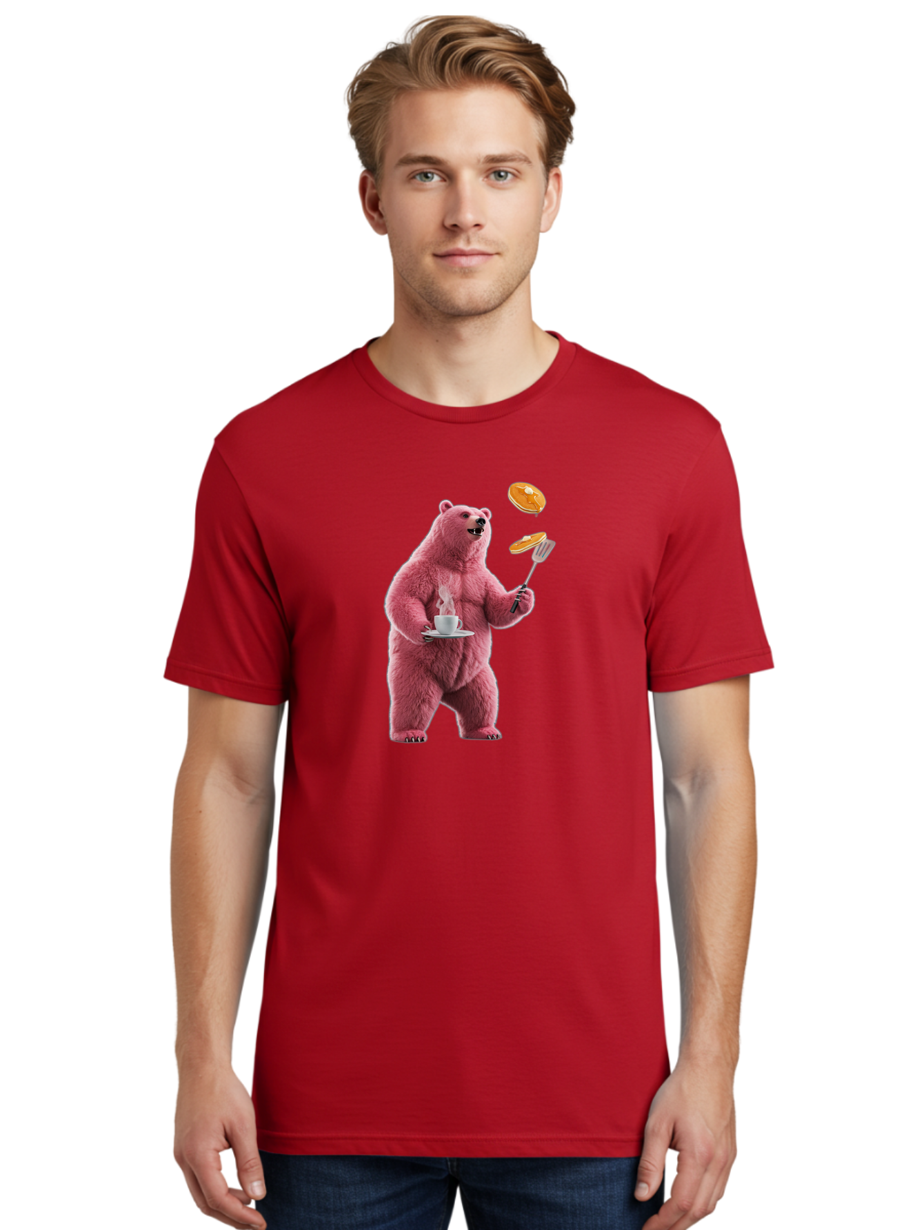 Pink-Bear-Cooking-Pancakes Men'S Graphic Tee, 100% Cotton, Comfortable Casual Summer Wear, Machine Washable, Vintage Camera, Old Camera, Antique Camera, Black Camera, Classic Photography, Photography Equipment, Nostalgic Device, Film Camera, Bal077