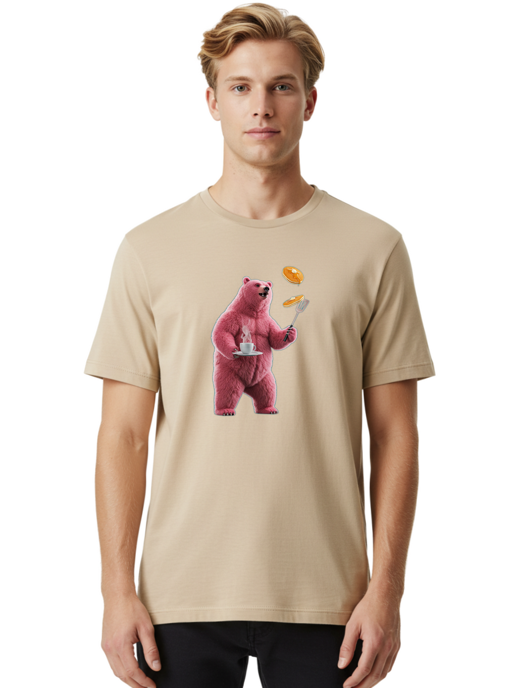Pink-Bear-Cooking-Pancakes Men'S Graphic Tee, 100% Cotton, Comfortable Casual Summer Wear, Machine Washable, Vintage Camera, Old Camera, Antique Camera, Black Camera, Classic Photography, Photography Equipment, Nostalgic Device, Film Camera, Bal077