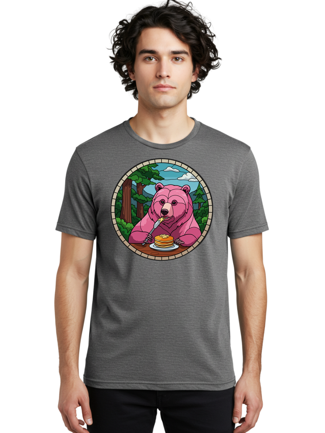 Pink-Bear-Eating-Pancakes Men'S Graphic Tee, 100% Cotton, Comfortable Casual Summer Wear, Machine Washable, Vintage Camera, Old Camera, Antique Camera, Black Camera, Classic Photography, Photography Equipment, Nostalgic Device, Film Camera, Bal078
