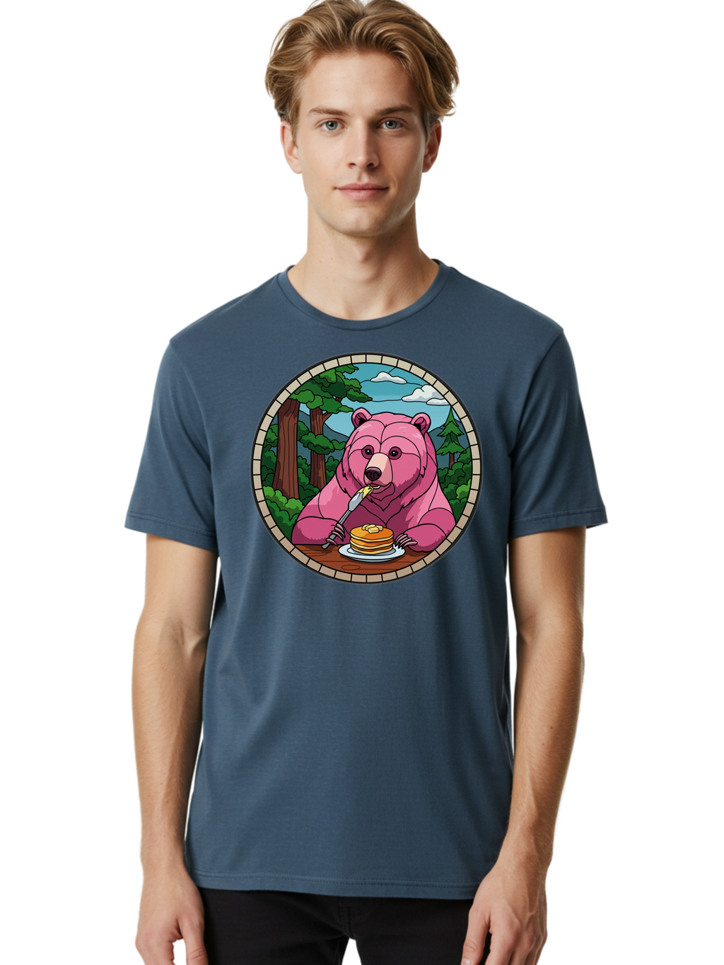 Pink-Bear-Eating-Pancakes Men'S Graphic Tee, 100% Cotton, Comfortable Casual Summer Wear, Machine Washable, Vintage Camera, Old Camera, Antique Camera, Black Camera, Classic Photography, Photography Equipment, Nostalgic Device, Film Camera, Bal078