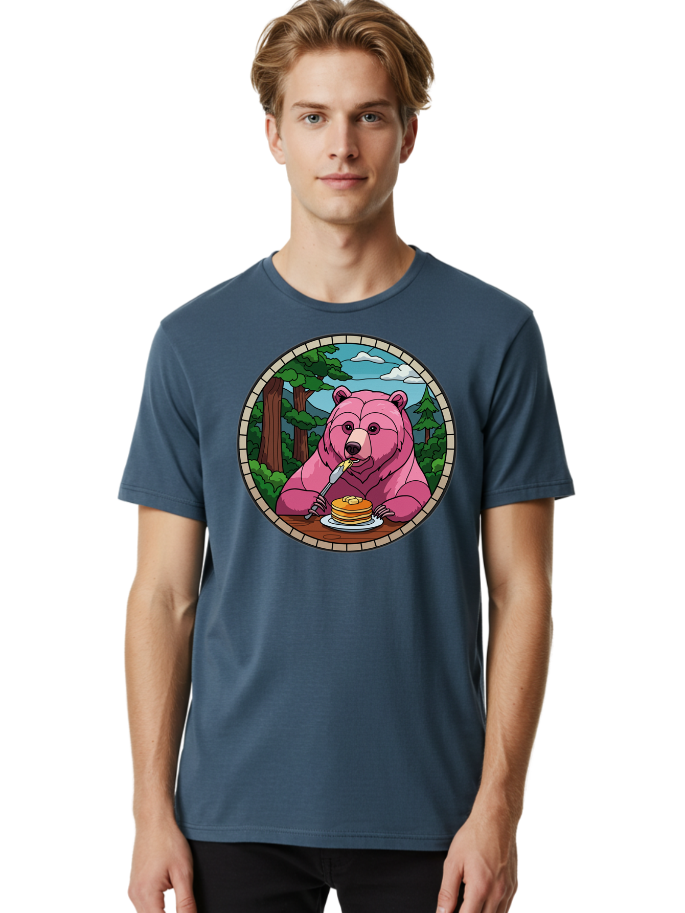 Pink-Bear-Eating-Pancakes Men'S Graphic Tee, 100% Cotton, Comfortable Casual Summer Wear, Machine Washable, Vintage Camera, Old Camera, Antique Camera, Black Camera, Classic Photography, Photography Equipment, Nostalgic Device, Film Camera, Bal078