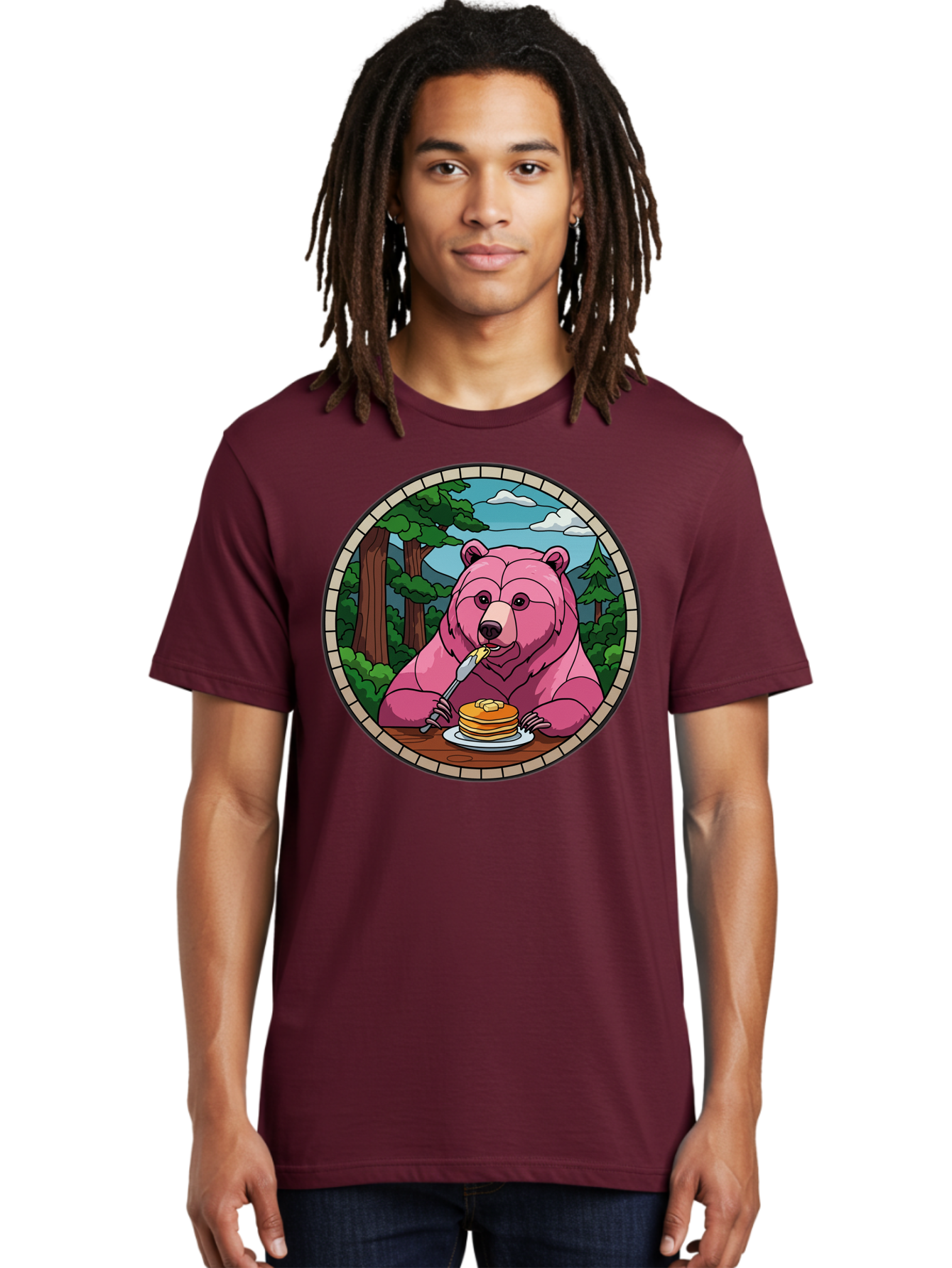 Pink-Bear-Eating-Pancakes Men'S Graphic Tee, 100% Cotton, Comfortable Casual Summer Wear, Machine Washable, Vintage Camera, Old Camera, Antique Camera, Black Camera, Classic Photography, Photography Equipment, Nostalgic Device, Film Camera, Bal078