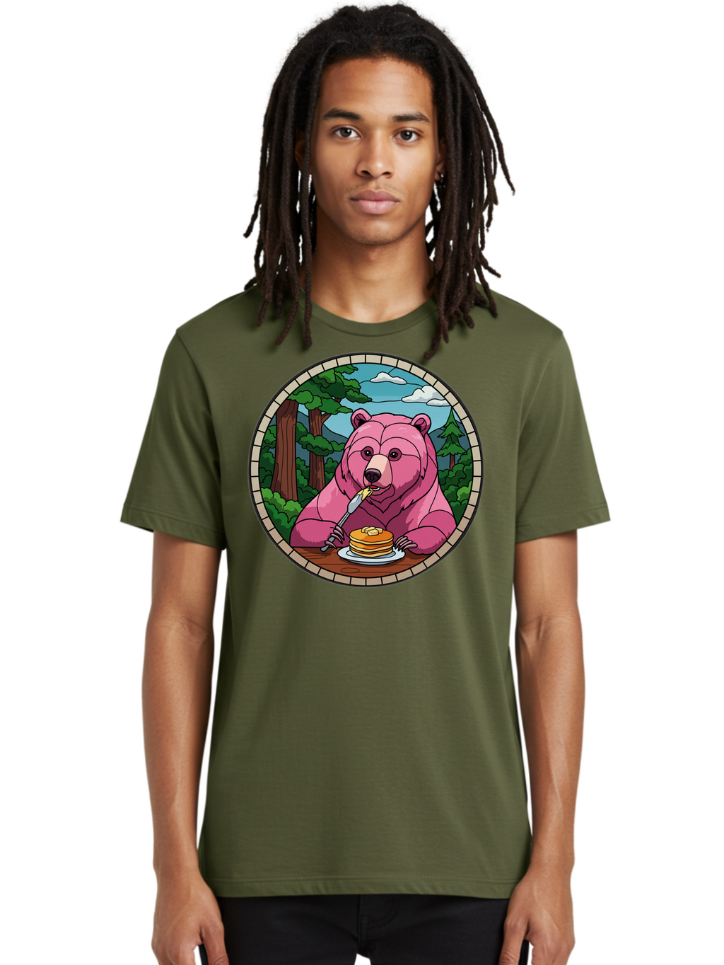 Pink-Bear-Eating-Pancakes Men'S Graphic Tee, 100% Cotton, Comfortable Casual Summer Wear, Machine Washable, Vintage Camera, Old Camera, Antique Camera, Black Camera, Classic Photography, Photography Equipment, Nostalgic Device, Film Camera, Bal078