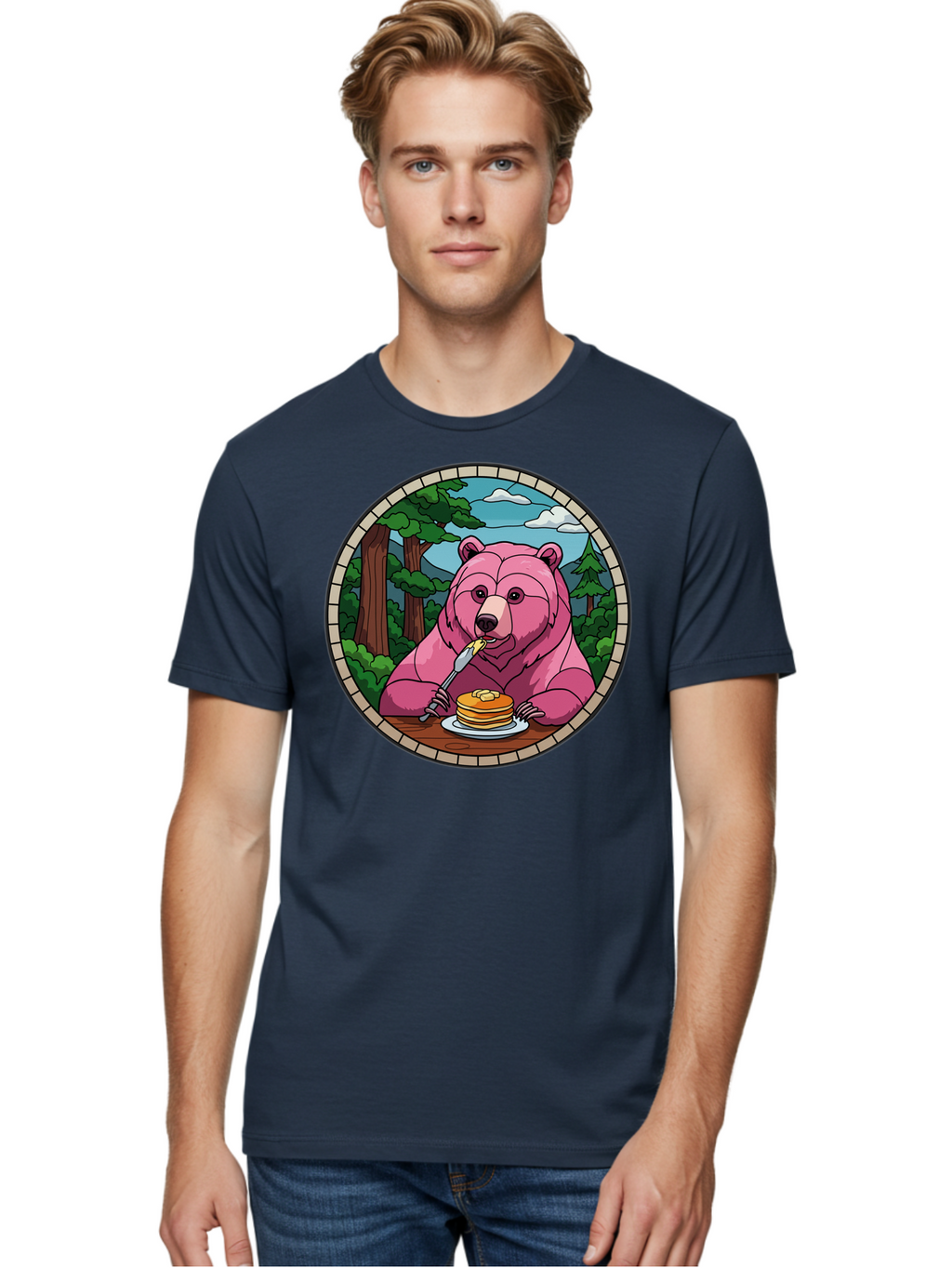 Pink-Bear-Eating-Pancakes Men'S Graphic Tee, 100% Cotton, Comfortable Casual Summer Wear, Machine Washable, Vintage Camera, Old Camera, Antique Camera, Black Camera, Classic Photography, Photography Equipment, Nostalgic Device, Film Camera, Bal078
