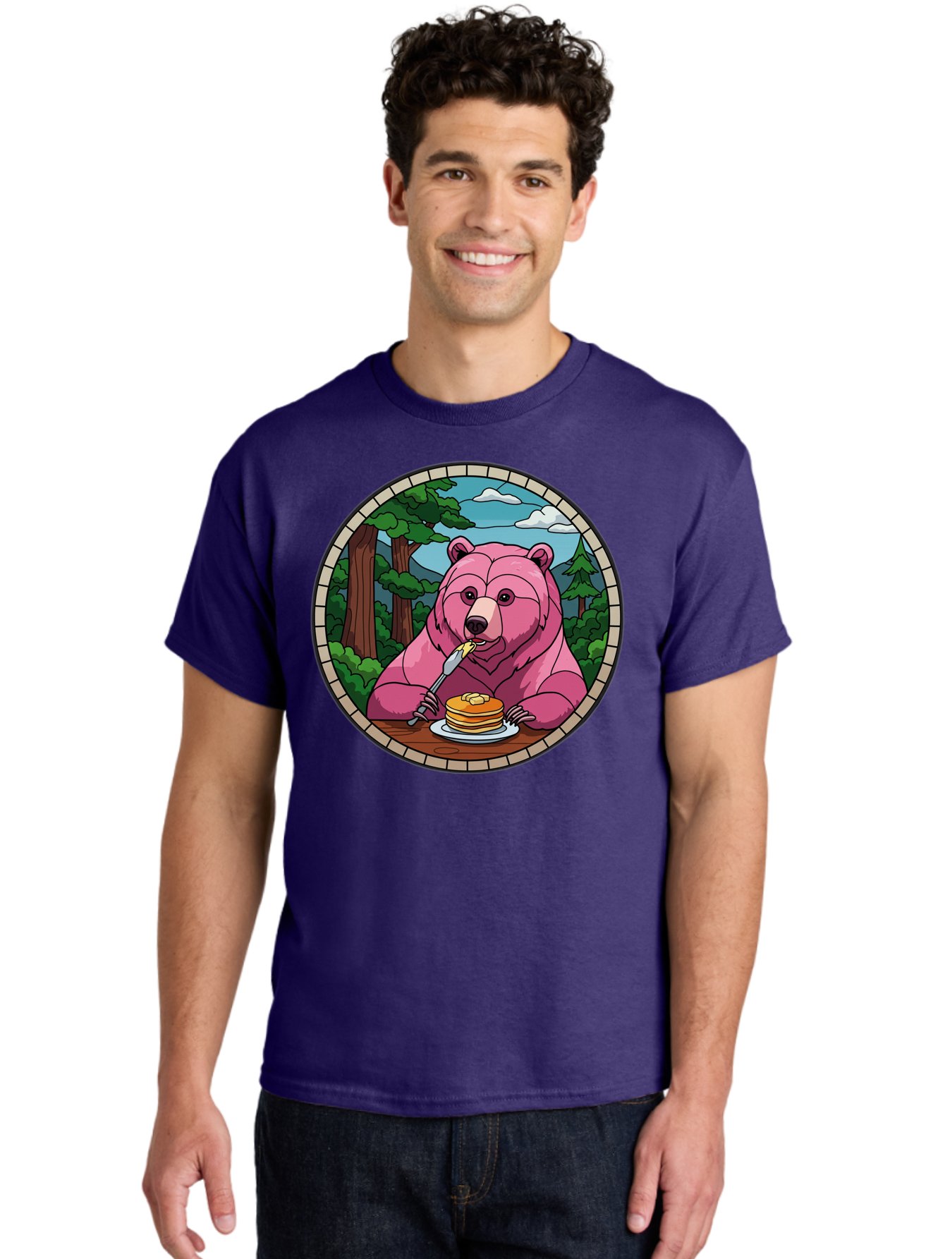 Pink-Bear-Eating-Pancakes Men'S Graphic Tee, 100% Cotton, Comfortable Casual Summer Wear, Machine Washable, Vintage Camera, Old Camera, Antique Camera, Black Camera, Classic Photography, Photography Equipment, Nostalgic Device, Film Camera, Bal078