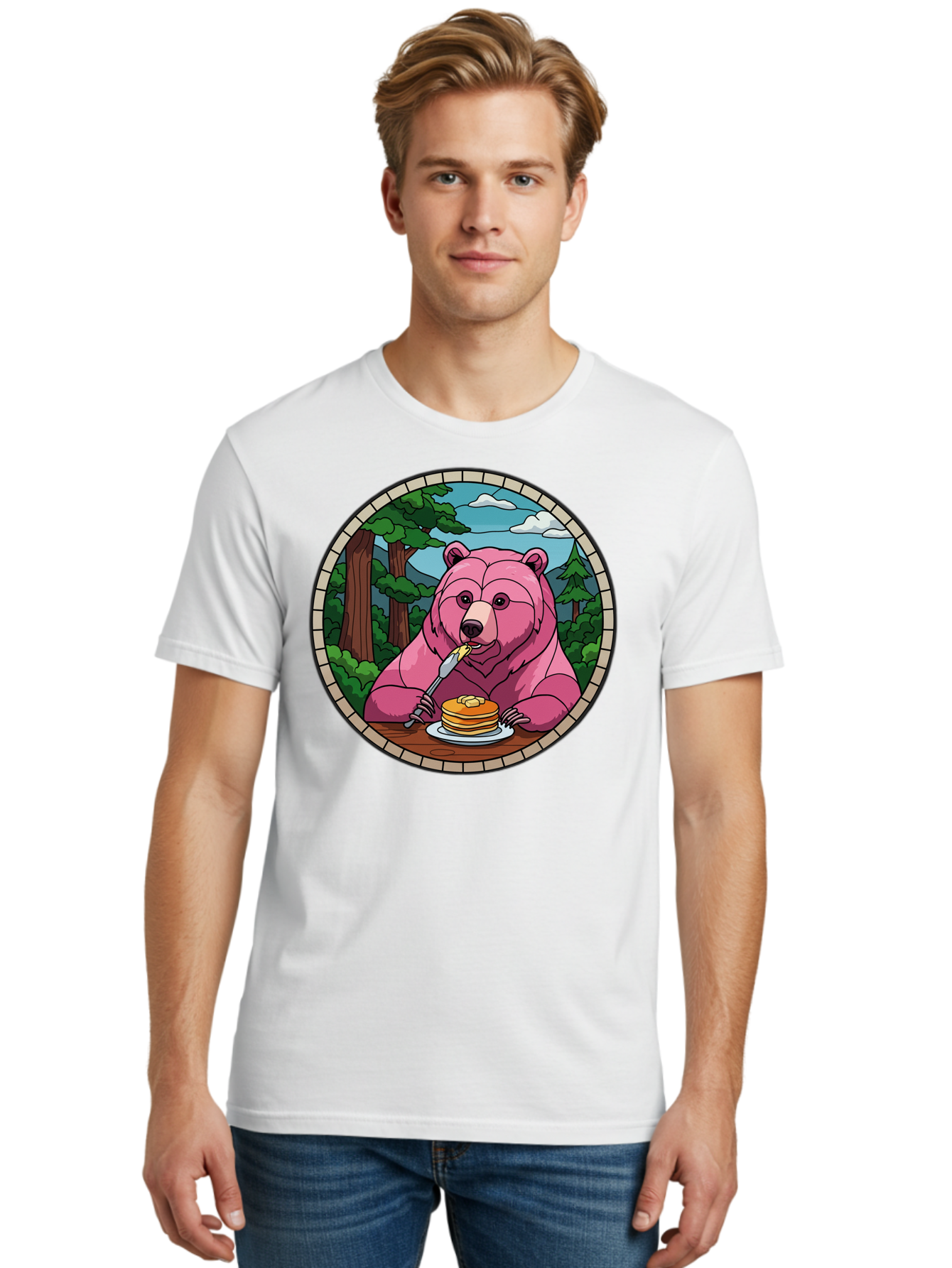 Pink-Bear-Eating-Pancakes Men'S Graphic Tee, 100% Cotton, Comfortable Casual Summer Wear, Machine Washable, Vintage Camera, Old Camera, Antique Camera, Black Camera, Classic Photography, Photography Equipment, Nostalgic Device, Film Camera, Bal078