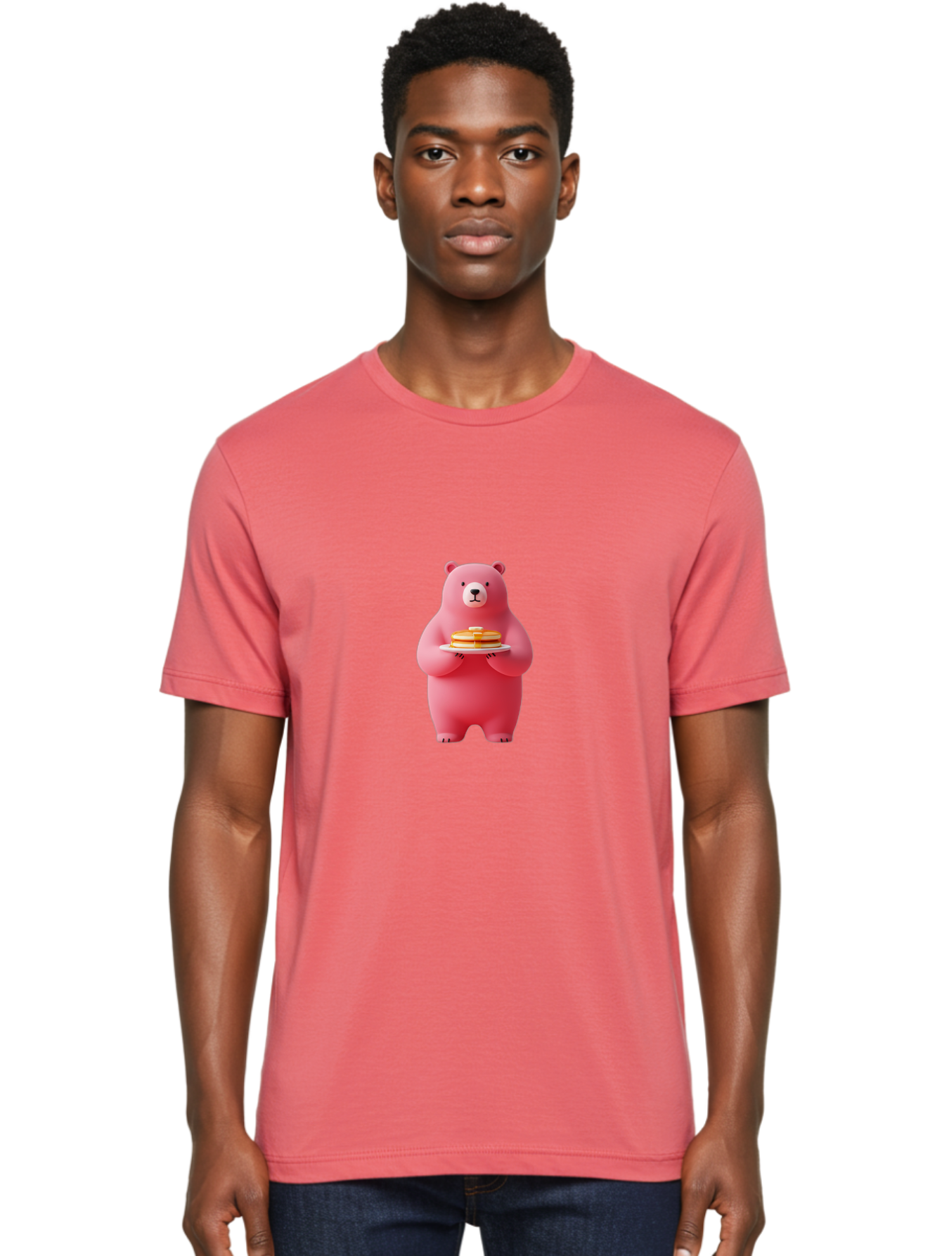 Pink-Bear-Holding-Pancakes Men'S Graphic Tee, 100% Cotton, Comfortable Casual Summer Wear, Machine Washable, Vintage Camera, Old Camera, Antique Camera, Black Camera, Classic Photography, Photography Equipment, Nostalgic Device, Film Camera, Bal079