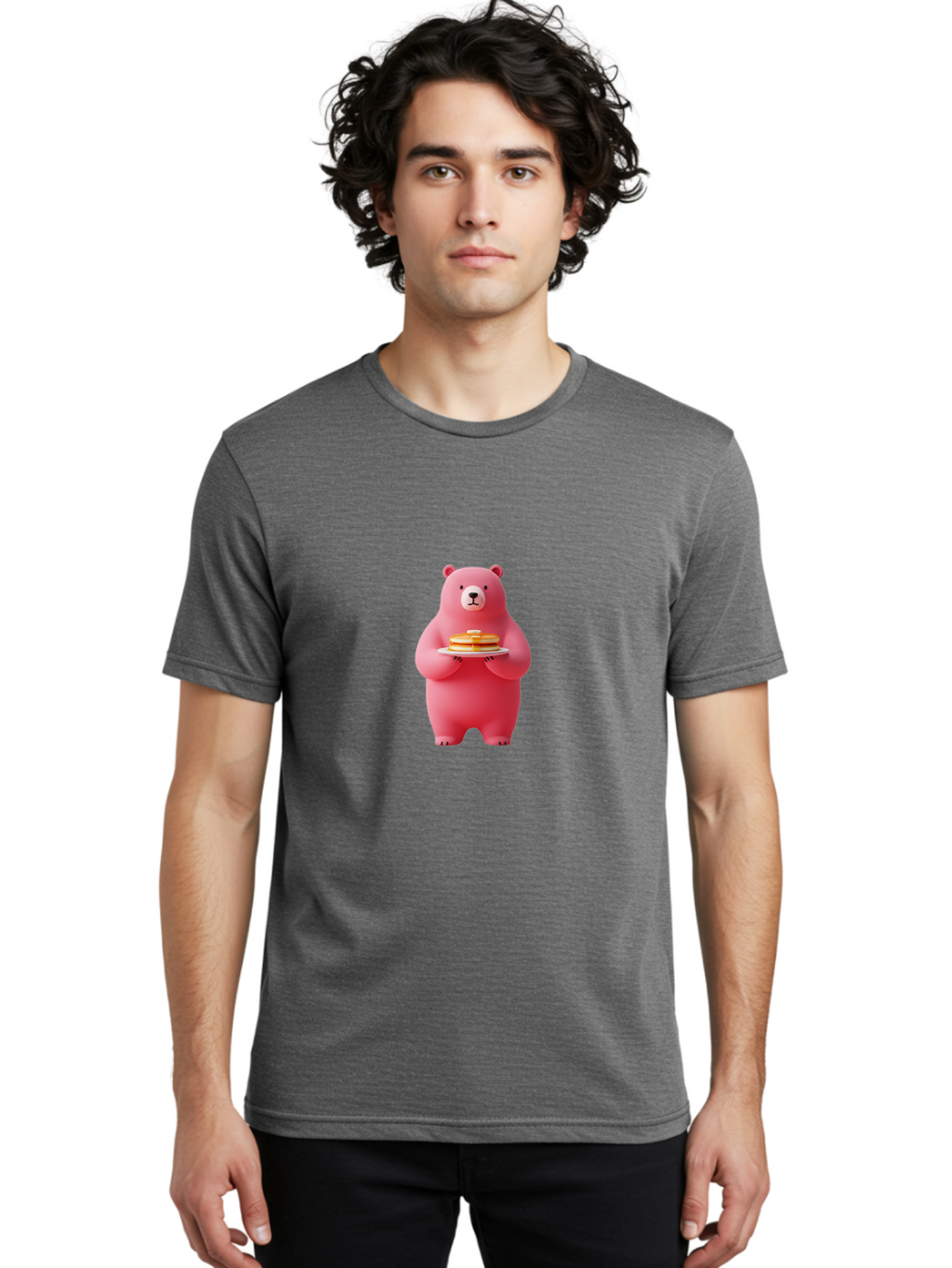 Pink-Bear-Holding-Pancakes Men'S Graphic Tee, 100% Cotton, Comfortable Casual Summer Wear, Machine Washable, Vintage Camera, Old Camera, Antique Camera, Black Camera, Classic Photography, Photography Equipment, Nostalgic Device, Film Camera, Bal079