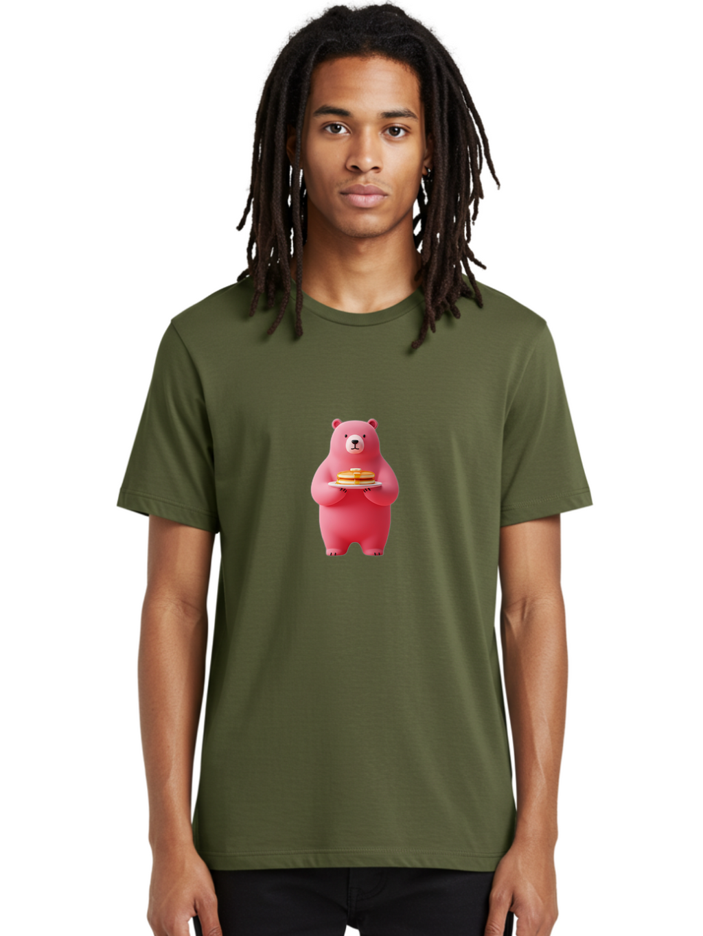 Pink-Bear-Holding-Pancakes Men'S Graphic Tee, 100% Cotton, Comfortable Casual Summer Wear, Machine Washable, Vintage Camera, Old Camera, Antique Camera, Black Camera, Classic Photography, Photography Equipment, Nostalgic Device, Film Camera, Bal079