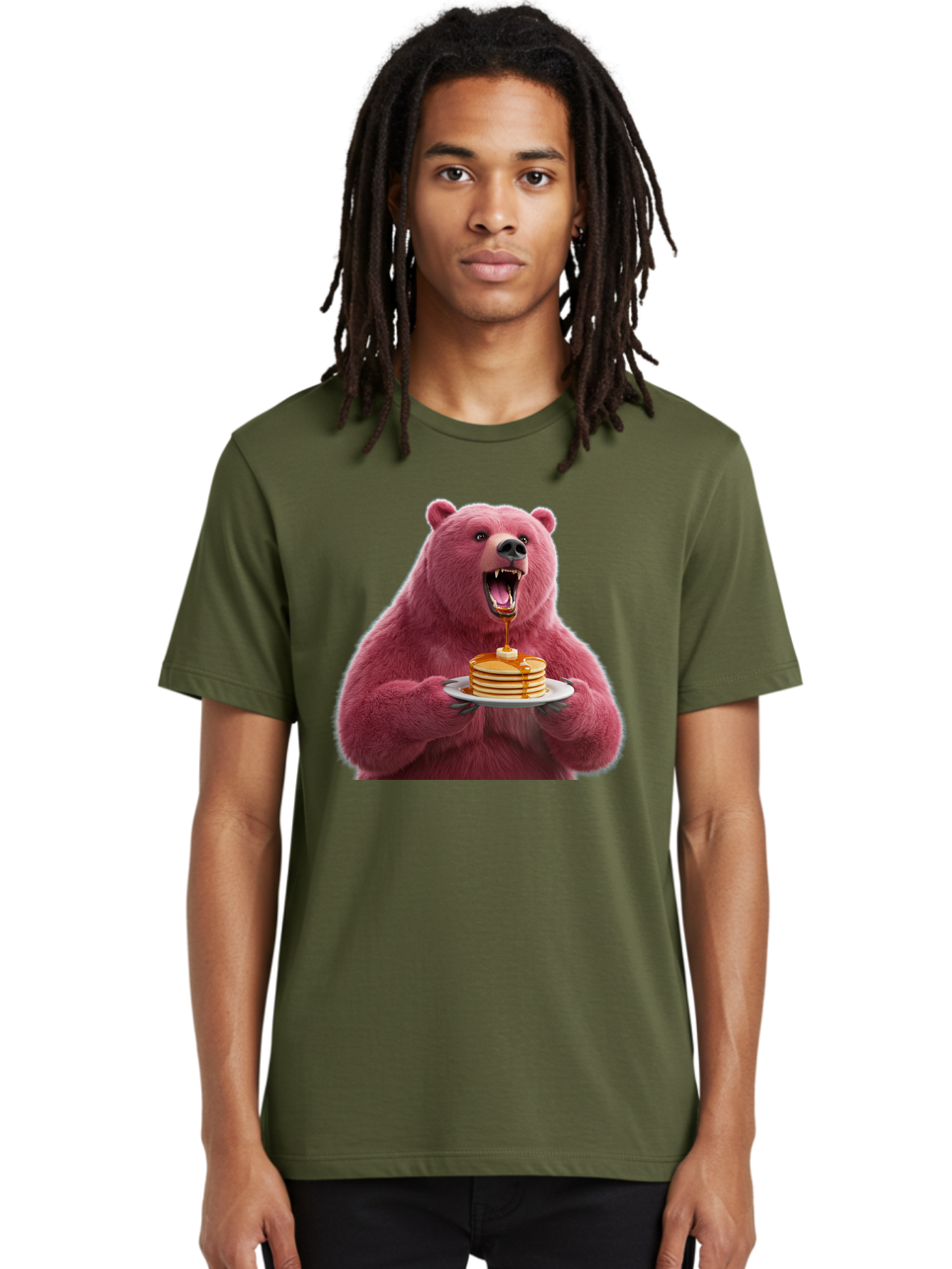 Pink-Bear-Pancakes-1 Men'S Graphic Tee, 100% Cotton, Comfortable Casual Summer Wear, Machine Washable, Vintage Camera, Old Camera, Antique Camera, Black Camera, Classic Photography, Photography Equipment, Nostalgic Device, Film Camera, Bal080