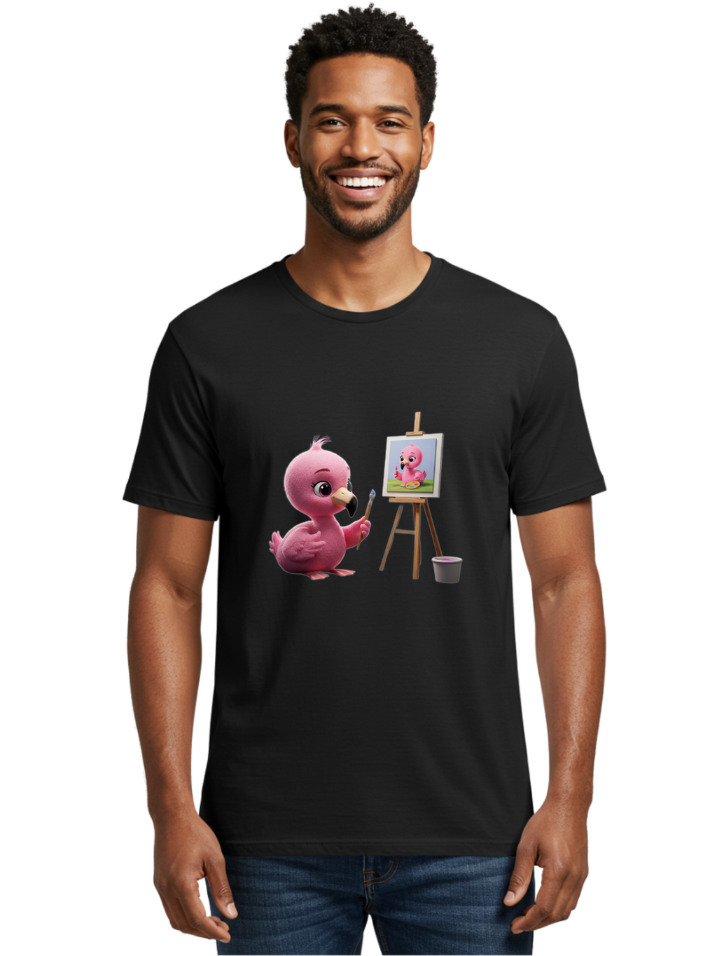 Pink-Bird-Painting Men'S Graphic Tee, 100% Cotton, Comfortable Casual Summer Wear, Machine Washable, Vintage Camera, Old Camera, Antique Camera, Black Camera, Classic Photography, Photography Equipment, Nostalgic Device, Film Camera, Bal083