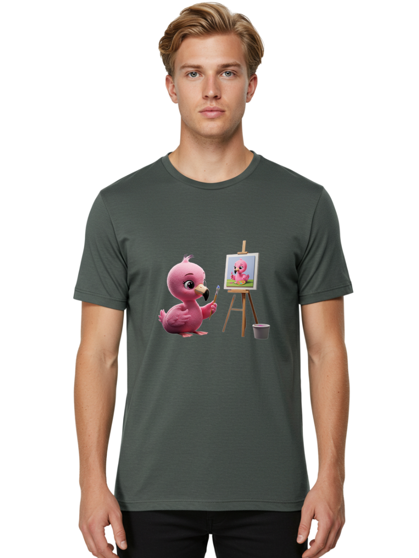 Pink-Bird-Painting Men'S Graphic Tee, 100% Cotton, Comfortable Casual Summer Wear, Machine Washable, Vintage Camera, Old Camera, Antique Camera, Black Camera, Classic Photography, Photography Equipment, Nostalgic Device, Film Camera, Bal083