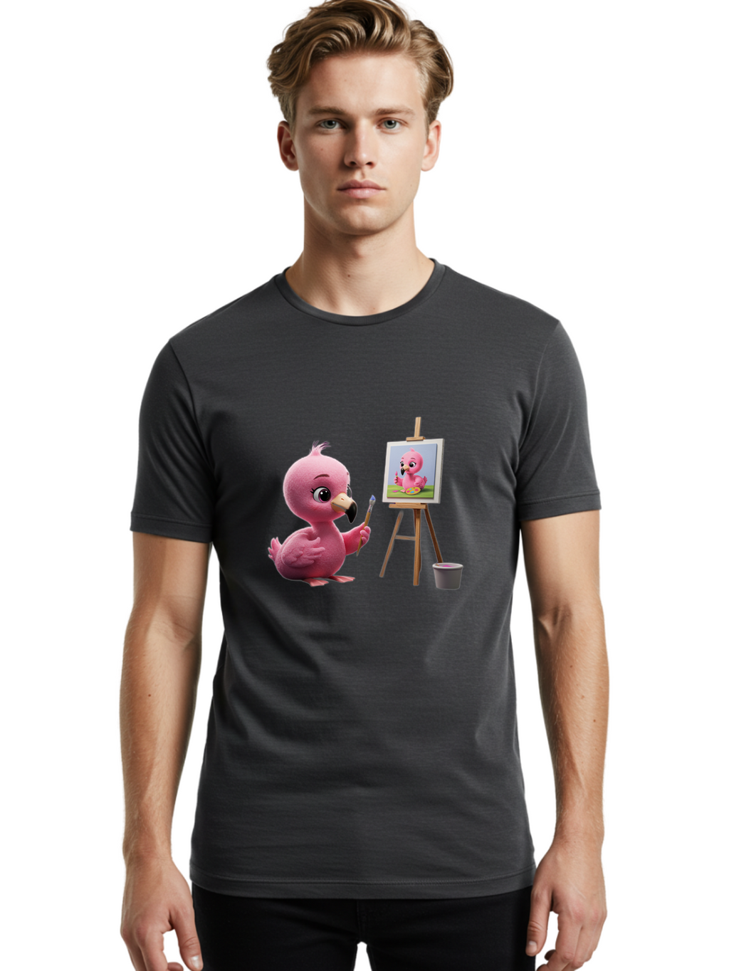 Pink-Bird-Painting Men'S Graphic Tee, 100% Cotton, Comfortable Casual Summer Wear, Machine Washable, Vintage Camera, Old Camera, Antique Camera, Black Camera, Classic Photography, Photography Equipment, Nostalgic Device, Film Camera, Bal083