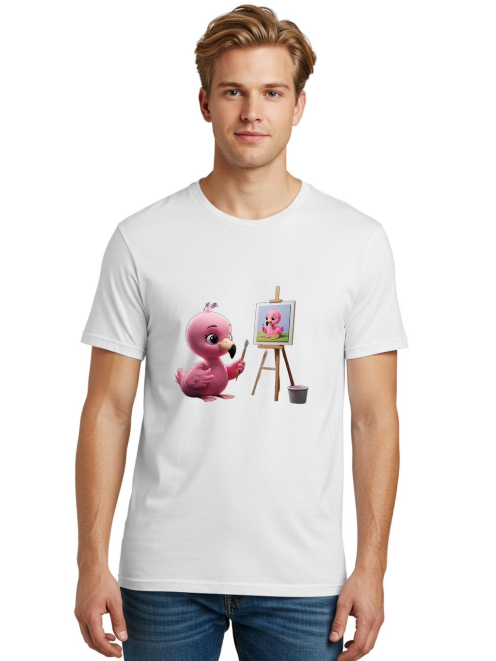 Pink-Bird-Painting Men'S Graphic Tee, 100% Cotton, Comfortable Casual Summer Wear, Machine Washable, Vintage Camera, Old Camera, Antique Camera, Black Camera, Classic Photography, Photography Equipment, Nostalgic Device, Film Camera, Bal083