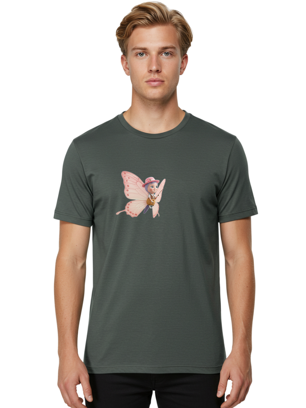 Pink-Butterfly-1 Men'S Graphic Tee, 100% Cotton, Comfortable Casual Summer Wear, Machine Washable, Vintage Camera, Old Camera, Antique Camera, Black Camera, Classic Photography, Photography Equipment, Nostalgic Device, Film Camera, Camera Art Bal086