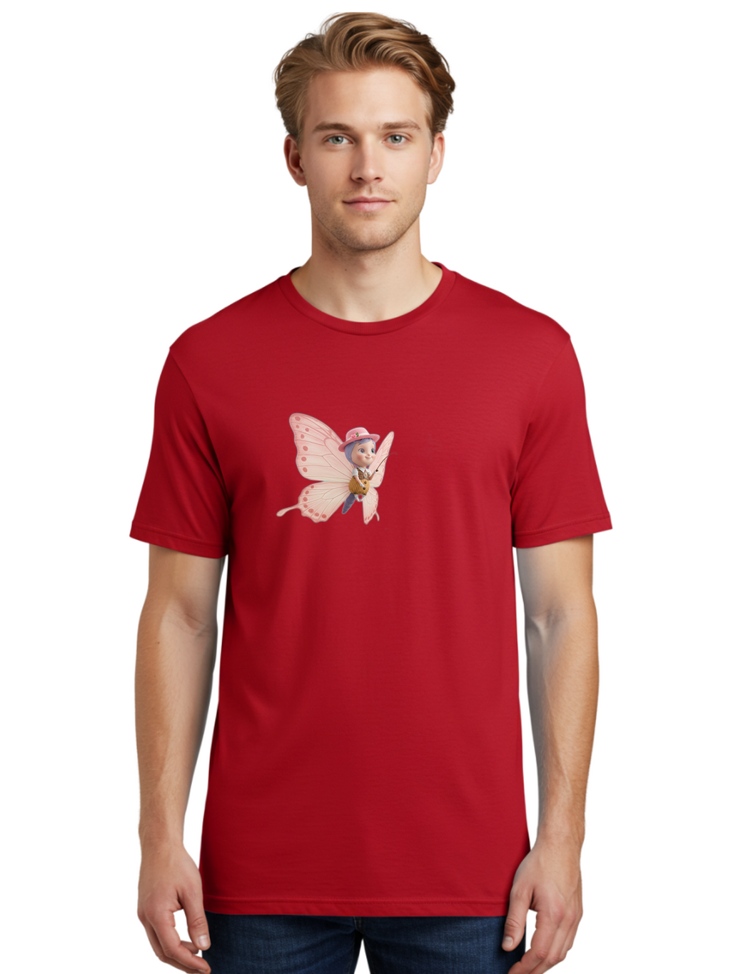 Pink-Butterfly-1 Men'S Graphic Tee, 100% Cotton, Comfortable Casual Summer Wear, Machine Washable, Vintage Camera, Old Camera, Antique Camera, Black Camera, Classic Photography, Photography Equipment, Nostalgic Device, Film Camera, Camera Art Bal086