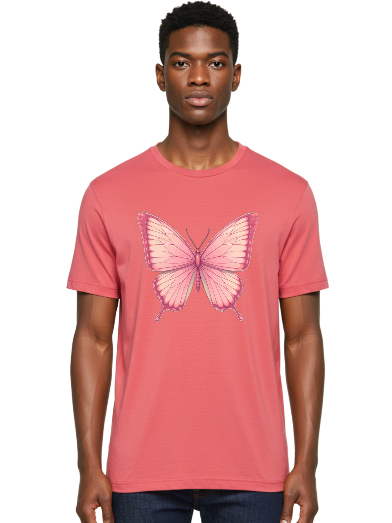Pink-Butterfly-2 Men'S Graphic Tee, 100% Cotton, Comfortable Casual Summer Wear, Machine Washable, Vintage Camera, Old Camera, Antique Camera, Black Camera, Classic Photography, Photography Equipment, Nostalgic Device, Film Camera, Camera Art Bal087