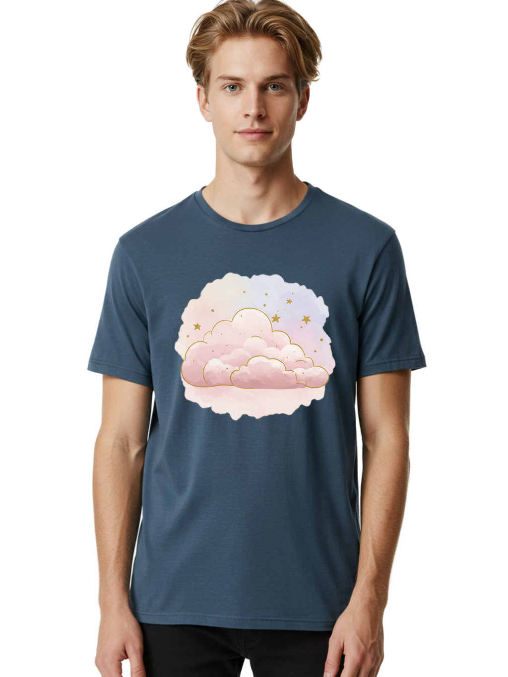 Pink-Clouds-Stars Men'S Graphic Tee, 100% Cotton, Comfortable Casual Summer Wear, Machine Washable, Vintage Camera, Old Camera, Antique Camera, Black Camera, Classic Photography, Photography Equipment, Nostalgic Device, Film Camera, Camera Art Bal092