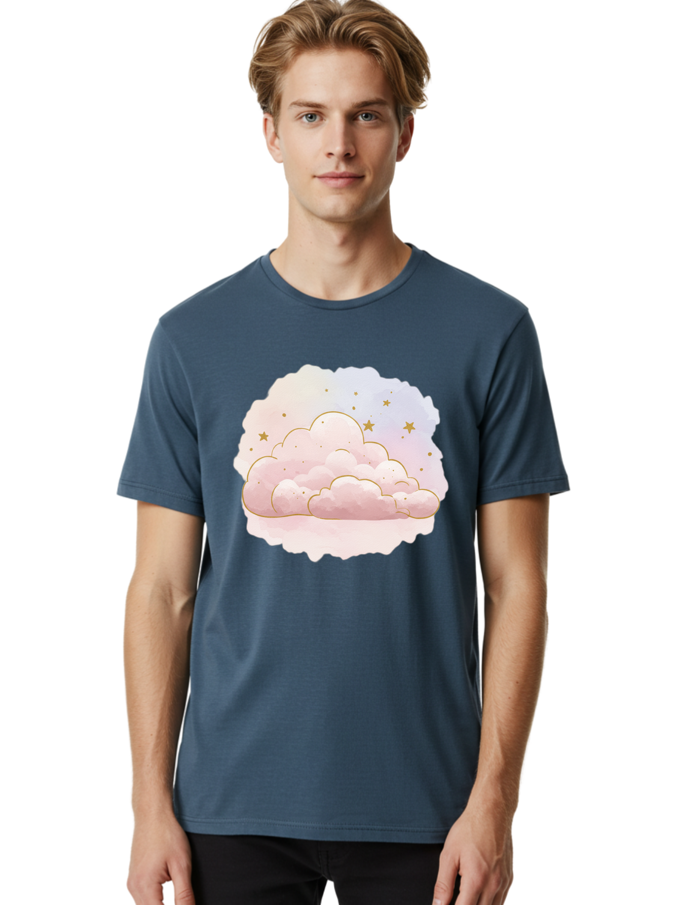 Pink-Clouds-Stars Men'S Graphic Tee, 100% Cotton, Comfortable Casual Summer Wear, Machine Washable, Vintage Camera, Old Camera, Antique Camera, Black Camera, Classic Photography, Photography Equipment, Nostalgic Device, Film Camera, Camera Art Bal092