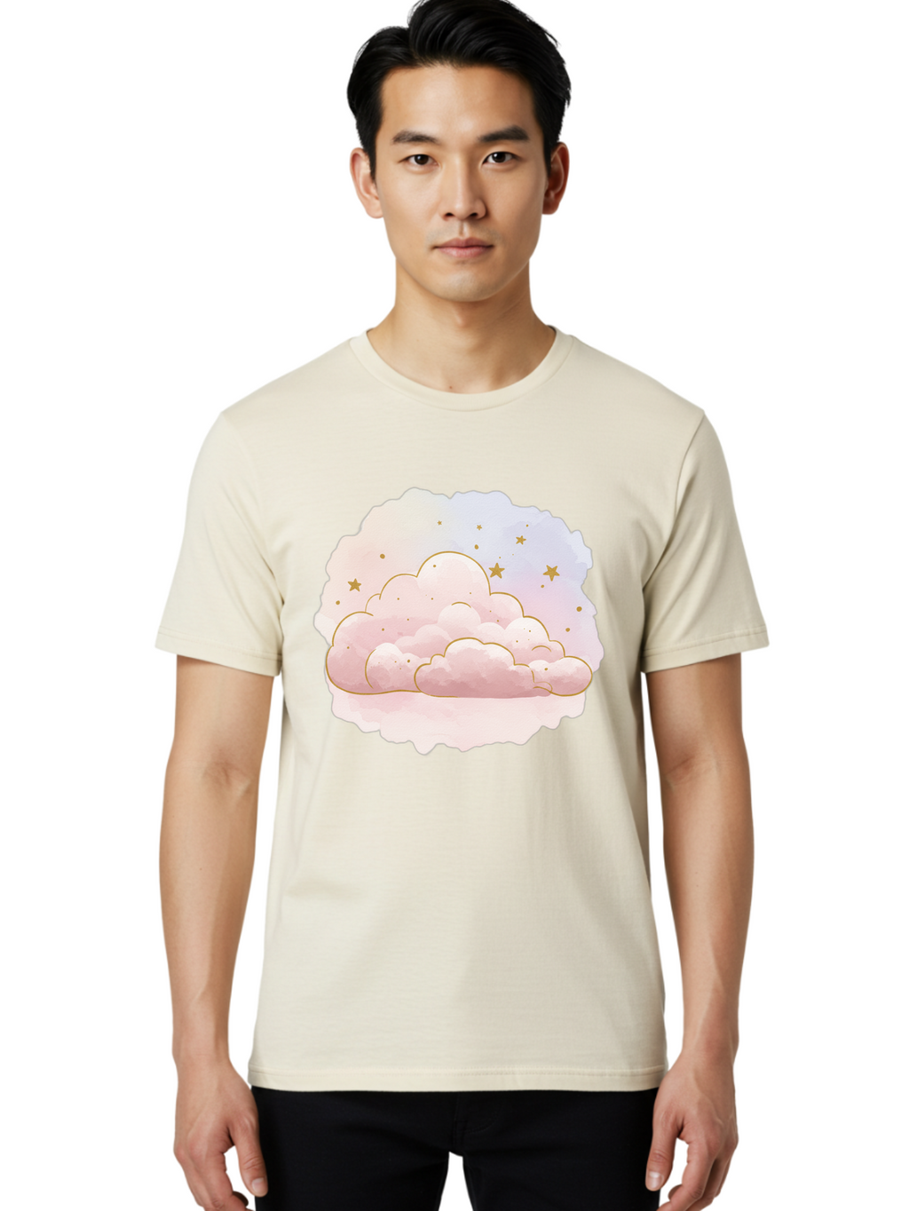 Pink-Clouds-Stars Men'S Graphic Tee, 100% Cotton, Comfortable Casual Summer Wear, Machine Washable, Vintage Camera, Old Camera, Antique Camera, Black Camera, Classic Photography, Photography Equipment, Nostalgic Device, Film Camera, Camera Art Bal092
