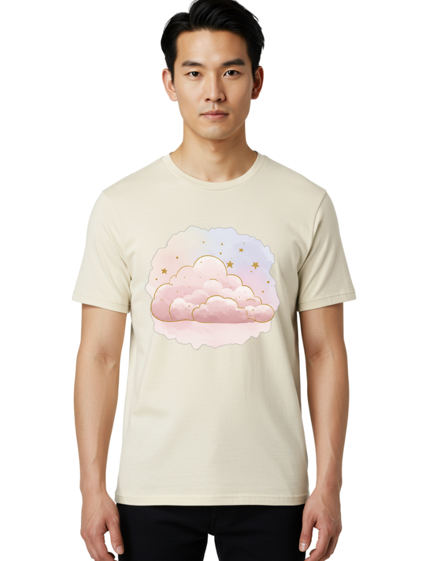 Pink-Clouds-Stars Men'S Graphic Tee, 100% Cotton, Comfortable Casual Summer Wear, Machine Washable, Vintage Camera, Old Camera, Antique Camera, Black Camera, Classic Photography, Photography Equipment, Nostalgic Device, Film Camera, Camera Art Bal092