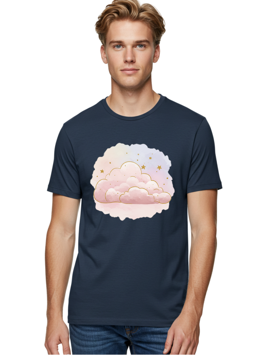 Pink-Clouds-Stars Men'S Graphic Tee, 100% Cotton, Comfortable Casual Summer Wear, Machine Washable, Vintage Camera, Old Camera, Antique Camera, Black Camera, Classic Photography, Photography Equipment, Nostalgic Device, Film Camera, Camera Art Bal092