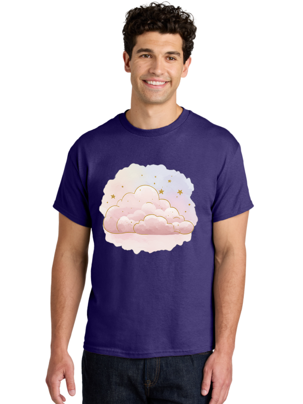 Pink-Clouds-Stars Men'S Graphic Tee, 100% Cotton, Comfortable Casual Summer Wear, Machine Washable, Vintage Camera, Old Camera, Antique Camera, Black Camera, Classic Photography, Photography Equipment, Nostalgic Device, Film Camera, Camera Art Bal092
