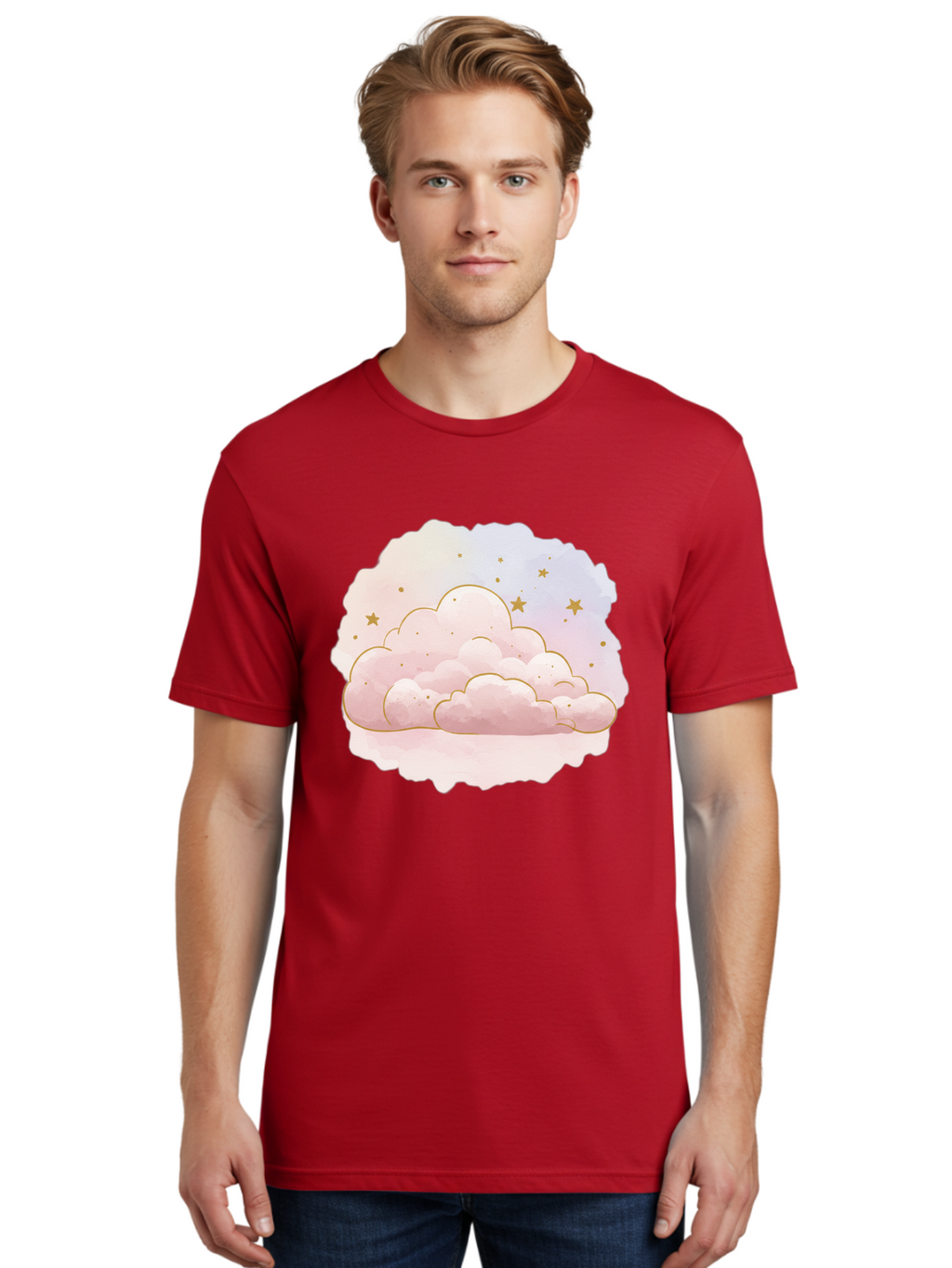 Pink-Clouds-Stars Men'S Graphic Tee, 100% Cotton, Comfortable Casual Summer Wear, Machine Washable, Vintage Camera, Old Camera, Antique Camera, Black Camera, Classic Photography, Photography Equipment, Nostalgic Device, Film Camera, Camera Art Bal092
