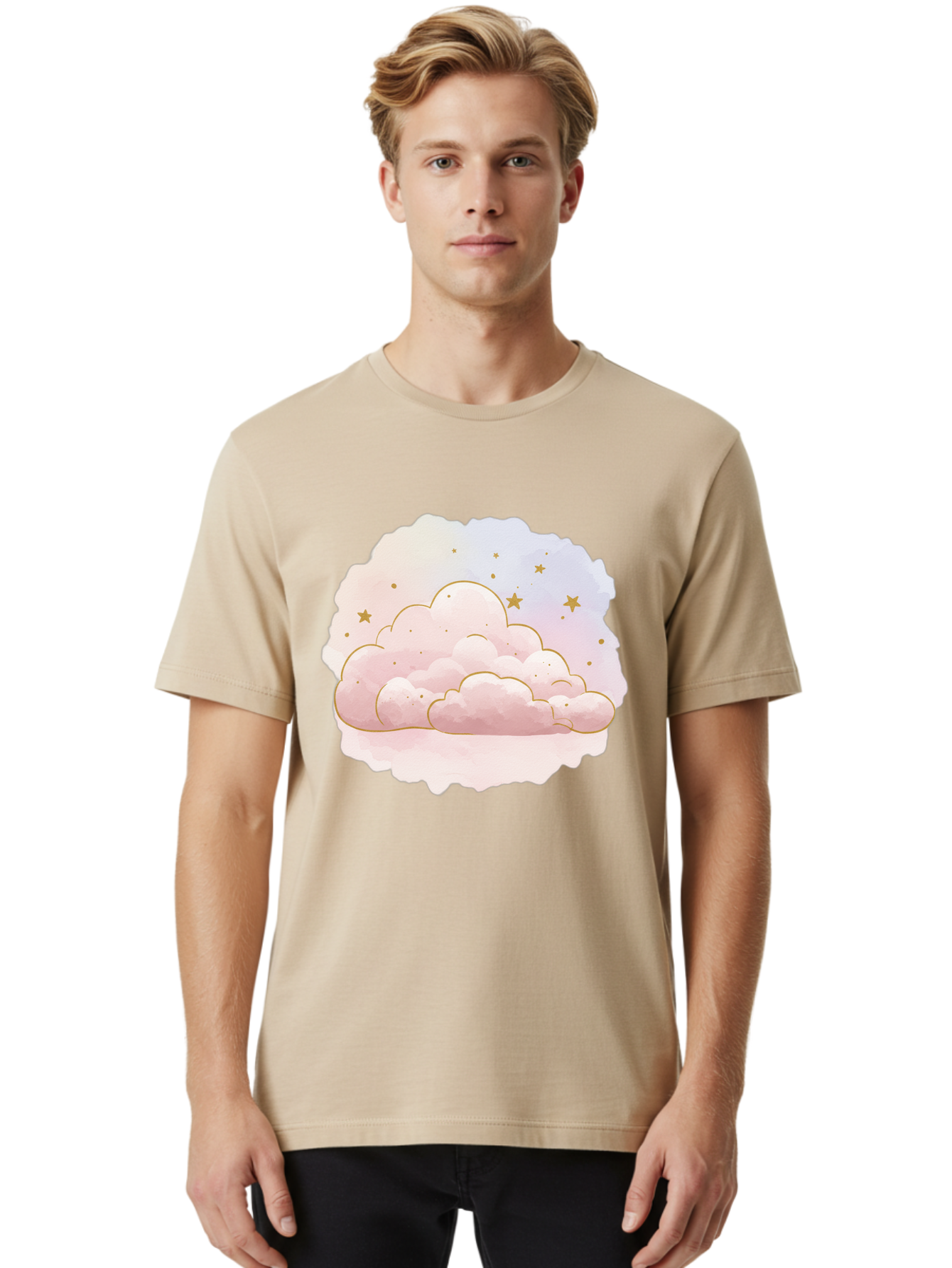 Pink-Clouds-Stars Men'S Graphic Tee, 100% Cotton, Comfortable Casual Summer Wear, Machine Washable, Vintage Camera, Old Camera, Antique Camera, Black Camera, Classic Photography, Photography Equipment, Nostalgic Device, Film Camera, Camera Art Bal092