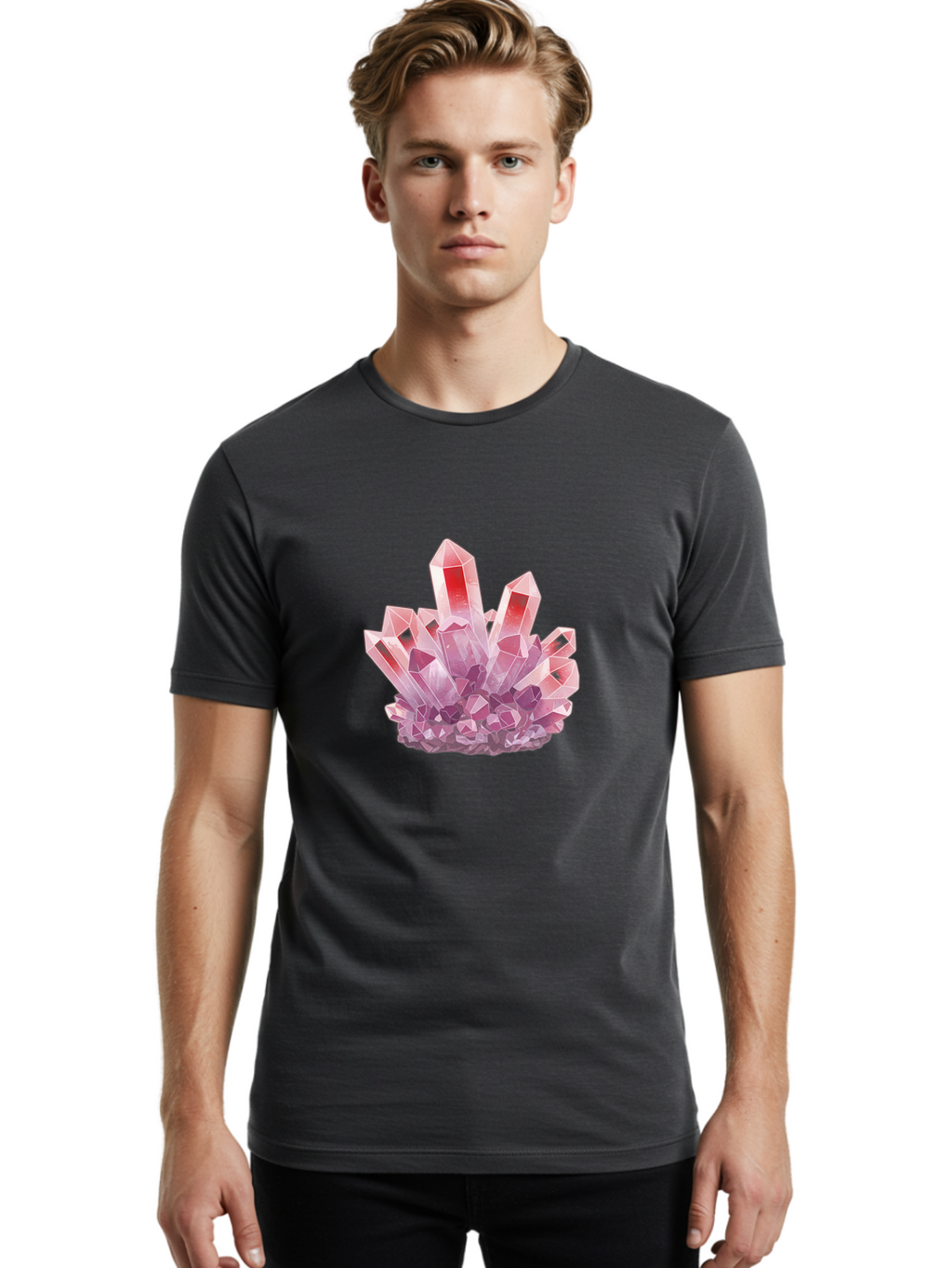 Pink-Crystal-Cluster Men'S Graphic Tee, 100% Cotton, Comfortable Casual Summer Wear, Machine Washable, Vintage Camera, Old Camera, Antique Camera, Black Camera, Classic Photography, Photography Equipment, Nostalgic Device, Film Camera, Bal094