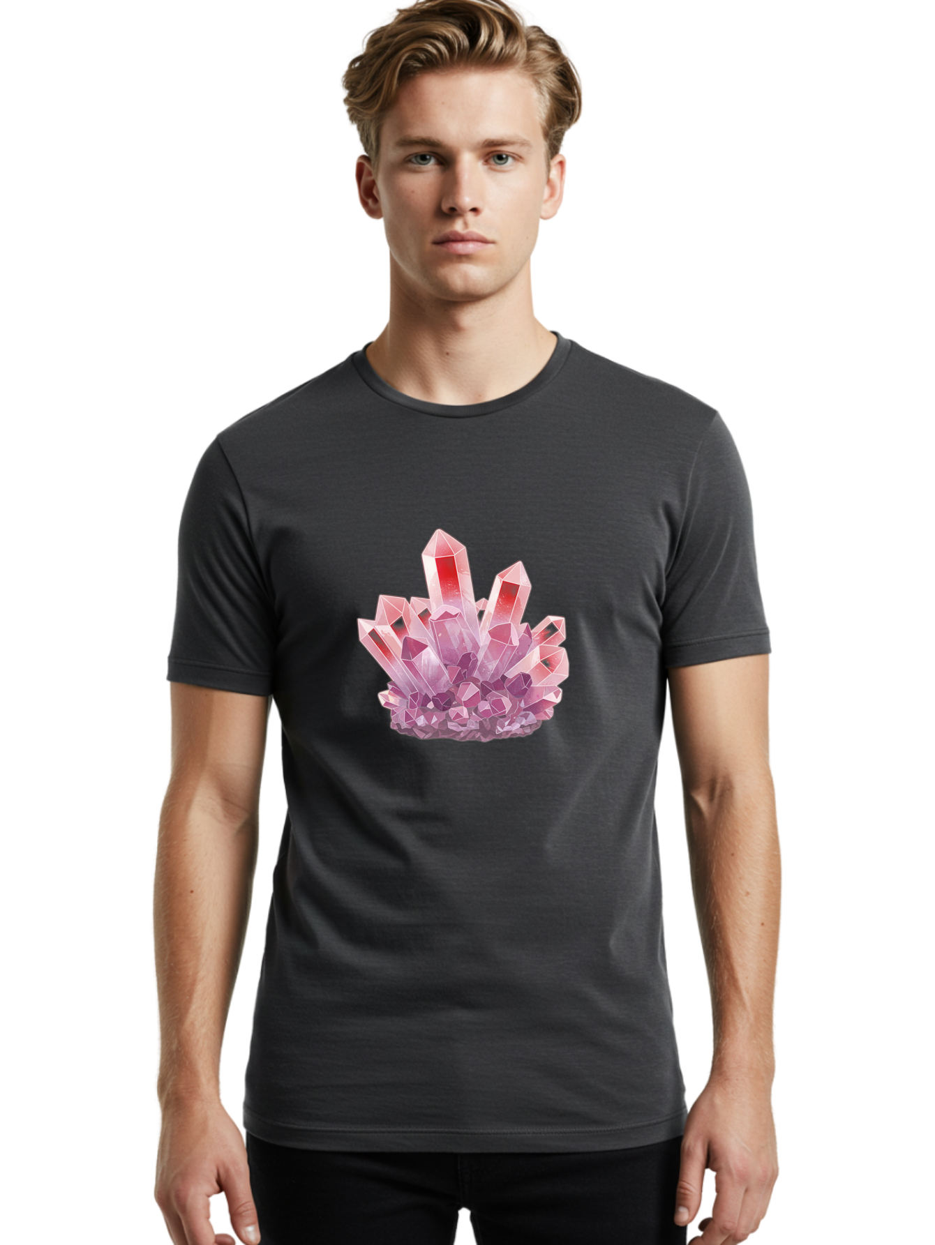 Pink-Crystal-Cluster Men'S Graphic Tee, 100% Cotton, Comfortable Casual Summer Wear, Machine Washable, Vintage Camera, Old Camera, Antique Camera, Black Camera, Classic Photography, Photography Equipment, Nostalgic Device, Film Camera, Bal094