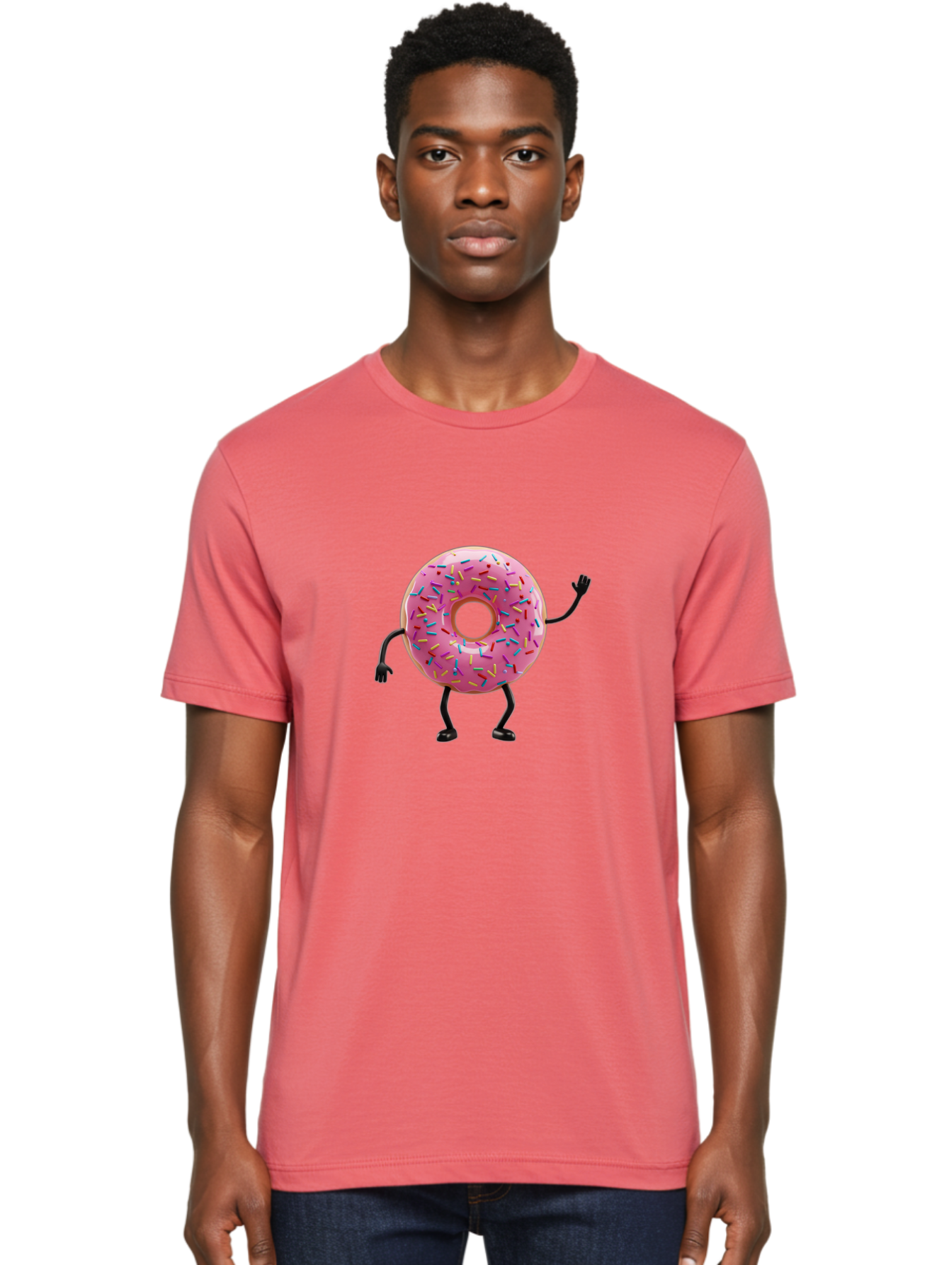 Pink-Donut-Character Men'S Graphic Tee, 100% Cotton, Comfortable Casual Summer Wear, Machine Washable, Vintage Camera, Old Camera, Antique Camera, Black Camera, Classic Photography, Photography Equipment, Nostalgic Device, Film Camera, Bal098