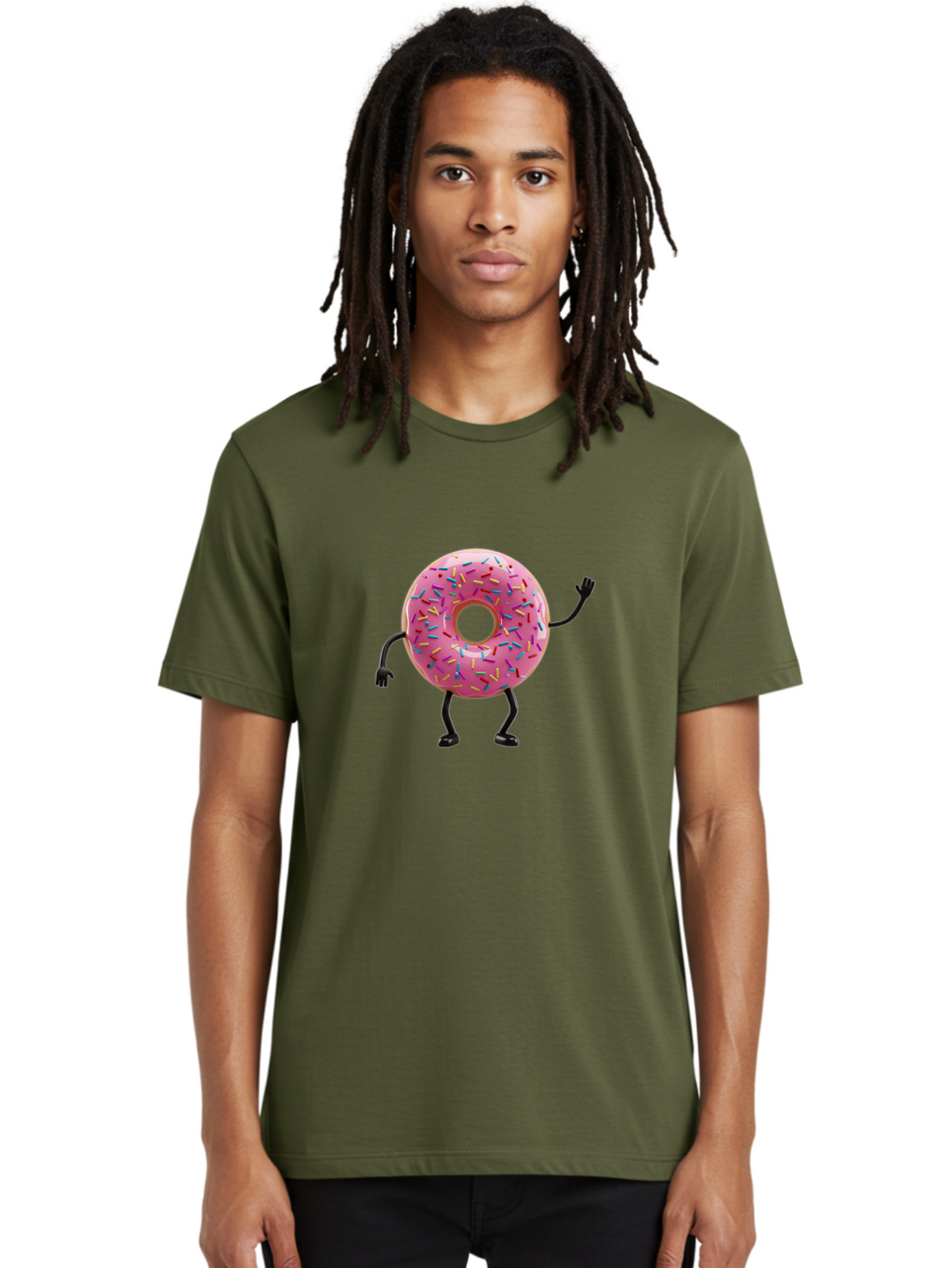 Pink-Donut-Character Men'S Graphic Tee, 100% Cotton, Comfortable Casual Summer Wear, Machine Washable, Vintage Camera, Old Camera, Antique Camera, Black Camera, Classic Photography, Photography Equipment, Nostalgic Device, Film Camera, Bal098
