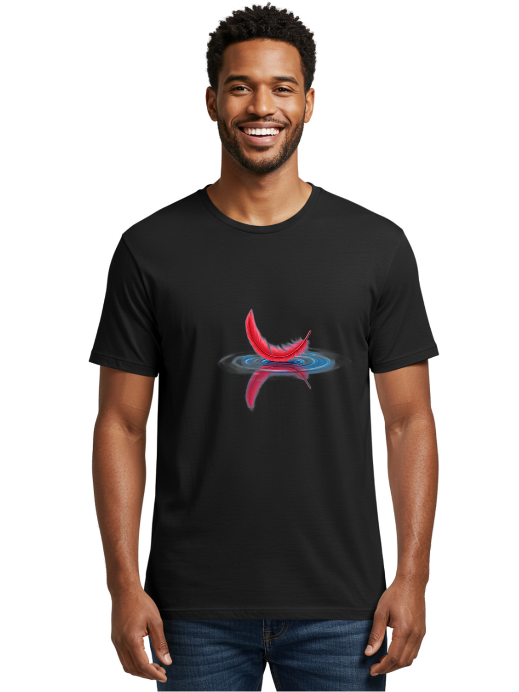 Pink-Feathers-On-Water Men'S Graphic Tee, 100% Cotton, Comfortable Casual Summer Wear, Machine Washable, Vintage Camera, Old Camera, Antique Camera, Black Camera, Classic Photography, Photography Equipment, Nostalgic Device, Film Camera, Bal112