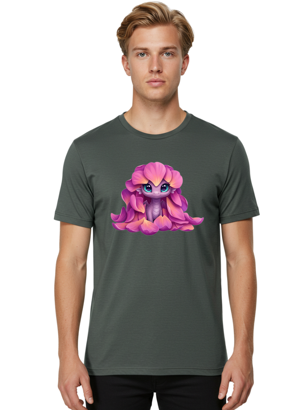 Pink-Flower-Dragon Men'S Graphic Tee, 100% Cotton, Comfortable Casual Summer Wear, Machine Washable, Vintage Camera, Old Camera, Antique Camera, Black Camera, Classic Photography, Photography Equipment, Nostalgic Device, Film Camera, Bal124