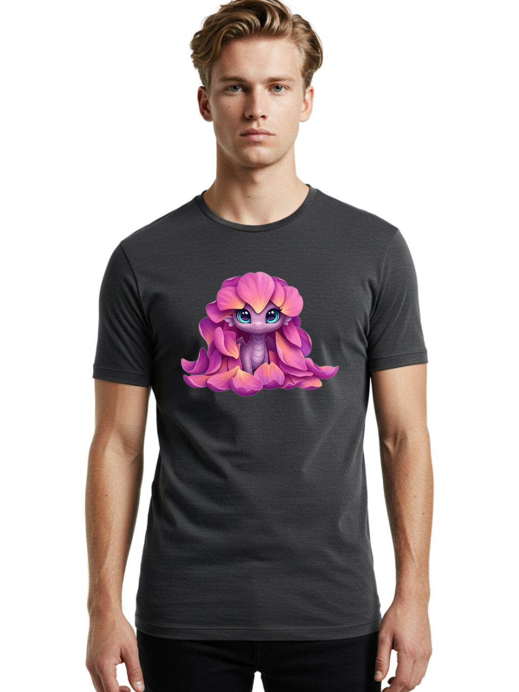 Pink-Flower-Dragon Men'S Graphic Tee, 100% Cotton, Comfortable Casual Summer Wear, Machine Washable, Vintage Camera, Old Camera, Antique Camera, Black Camera, Classic Photography, Photography Equipment, Nostalgic Device, Film Camera, Bal124