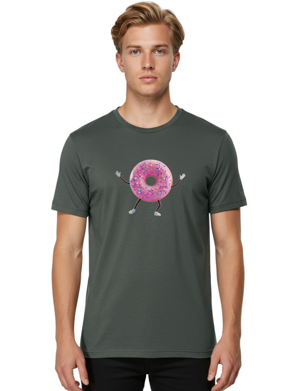 Pink-Frosting-Donut Men'S Graphic Tee, 100% Cotton, Comfortable Casual Summer Wear, Machine Washable, Vintage Camera, Old Camera, Antique Camera, Black Camera, Classic Photography, Photography Equipment, Nostalgic Device, Film Camera, Bal127