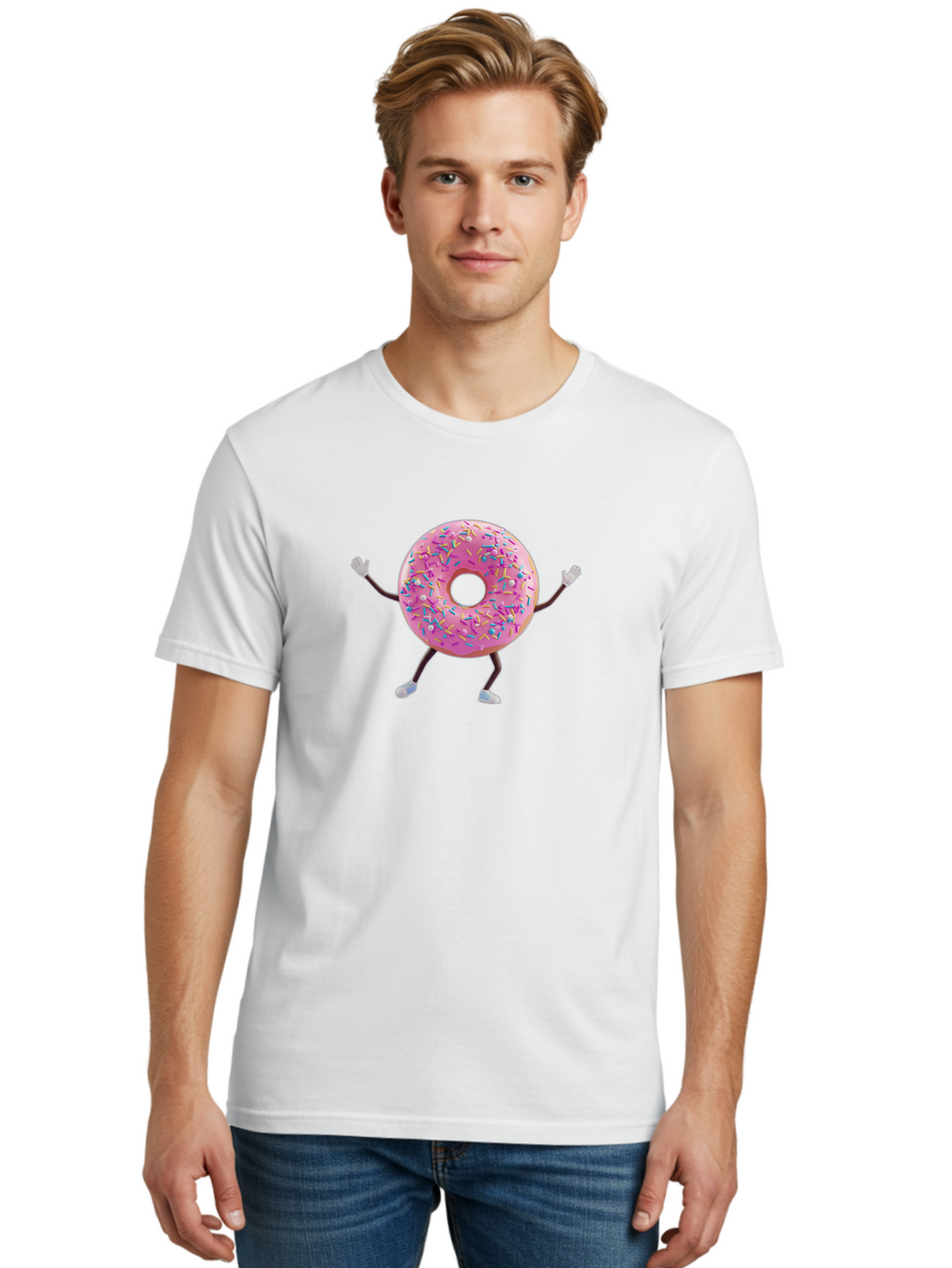 Pink-Frosting-Donut Men'S Graphic Tee, 100% Cotton, Comfortable Casual Summer Wear, Machine Washable, Vintage Camera, Old Camera, Antique Camera, Black Camera, Classic Photography, Photography Equipment, Nostalgic Device, Film Camera, Bal127