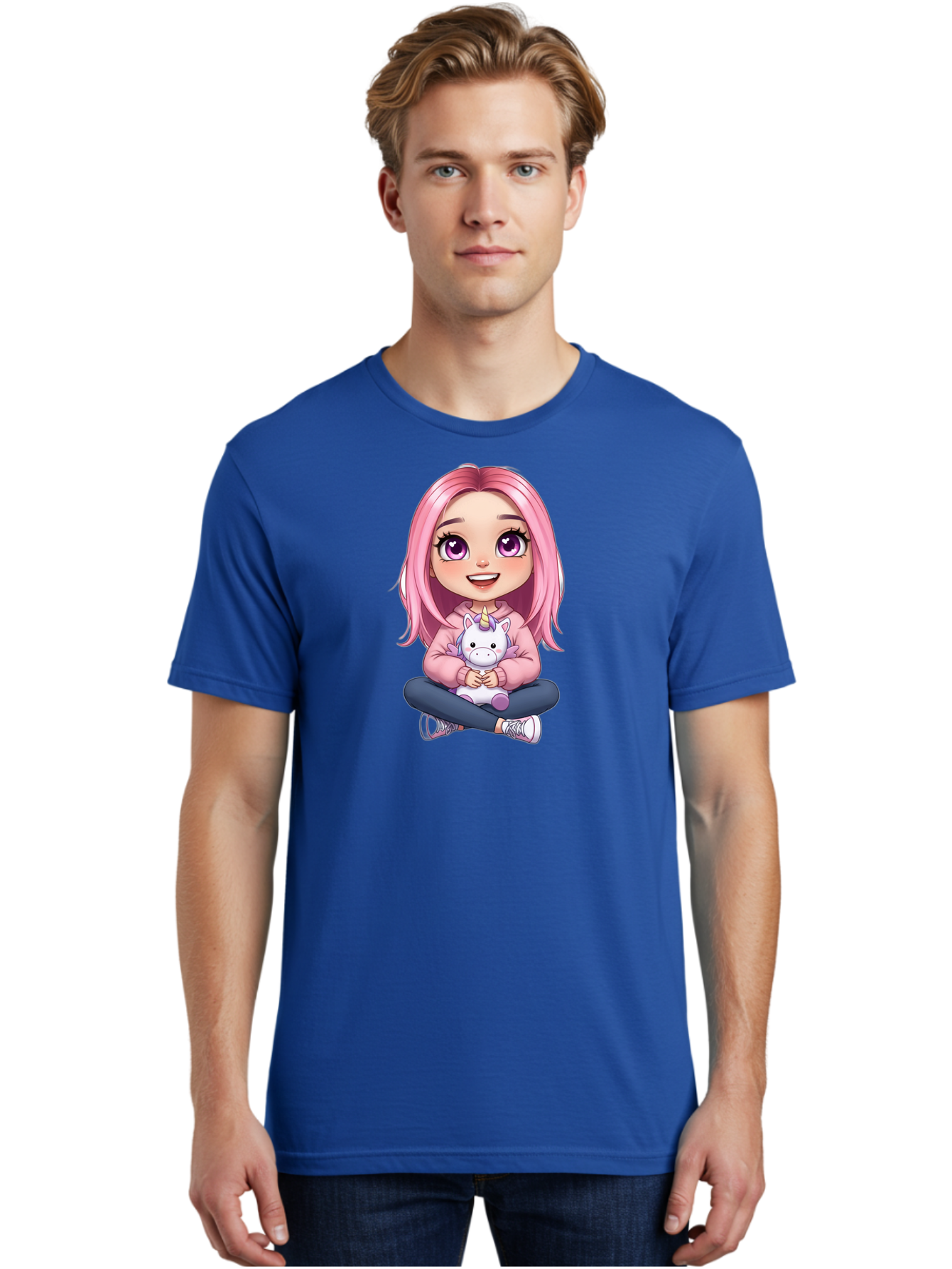 Pink-Haired-Girl-With-Unicorn Men'S Graphic Tee, 100% Cotton, Comfortable Casual Summer Wear, Machine Washable, Vintage Camera, Old Camera, Antique Camera, Black Camera, Classic Photography, Photography Equipment, Nostalgic Device, Bal131