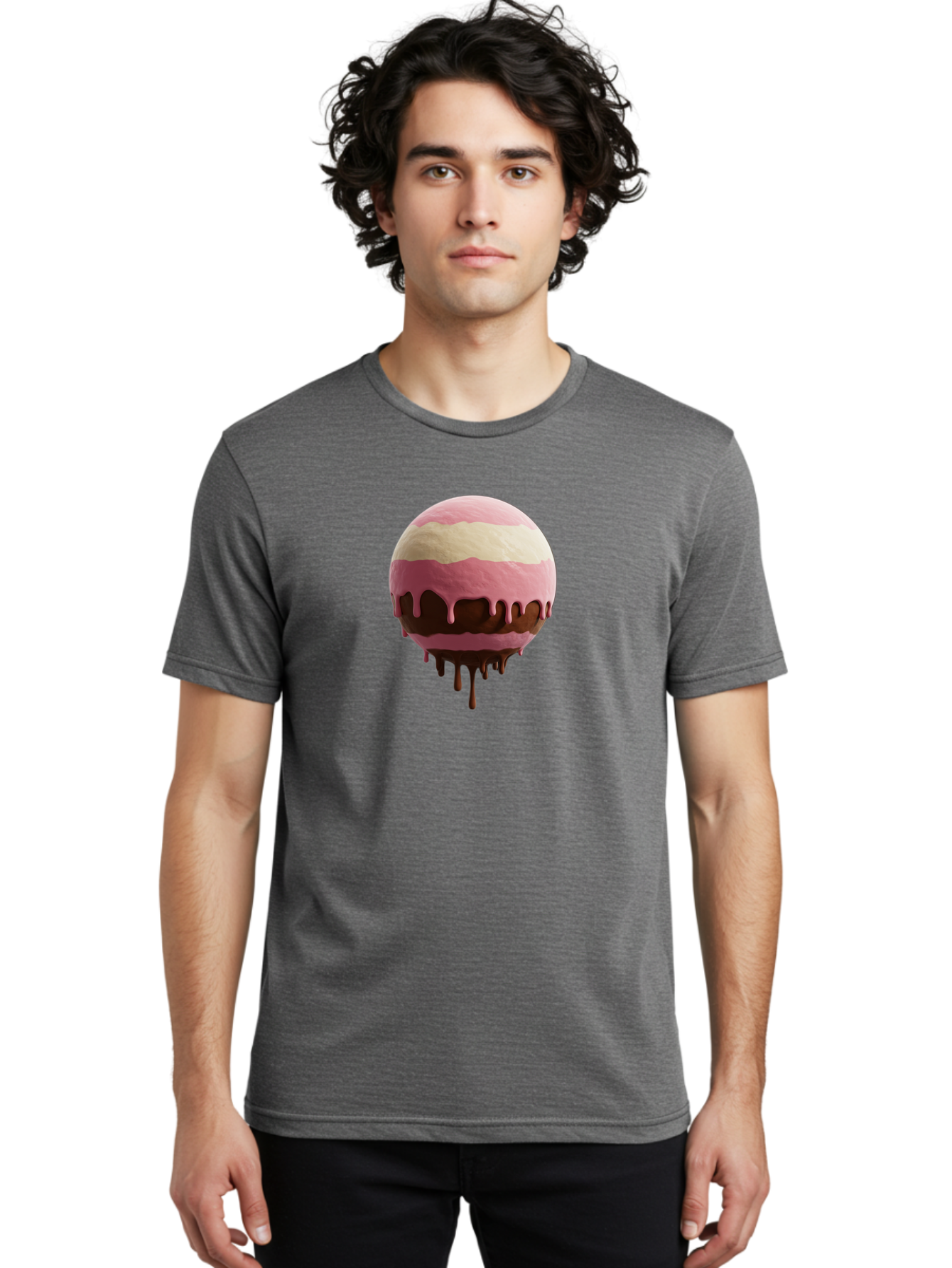 Pink-Ice-Cream-Scoop-With-Chocolate-Sauce Men'S Graphic Tee, 100% Cotton, Comfortable Casual Summer Wear, Machine Washable, Vintage Camera, Old Camera, Antique Camera, Black Camera, Classic Photography, Photography Equipment, Nostalgic Device, Bal133