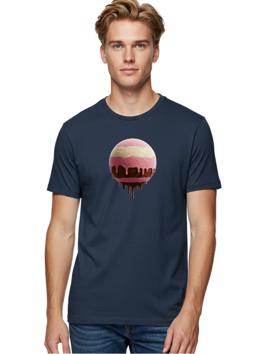 Pink-Ice-Cream-Scoop-With-Chocolate-Sauce Men'S Graphic Tee, 100% Cotton, Comfortable Casual Summer Wear, Machine Washable, Vintage Camera, Old Camera, Antique Camera, Black Camera, Classic Photography, Photography Equipment, Nostalgic Device, Bal133