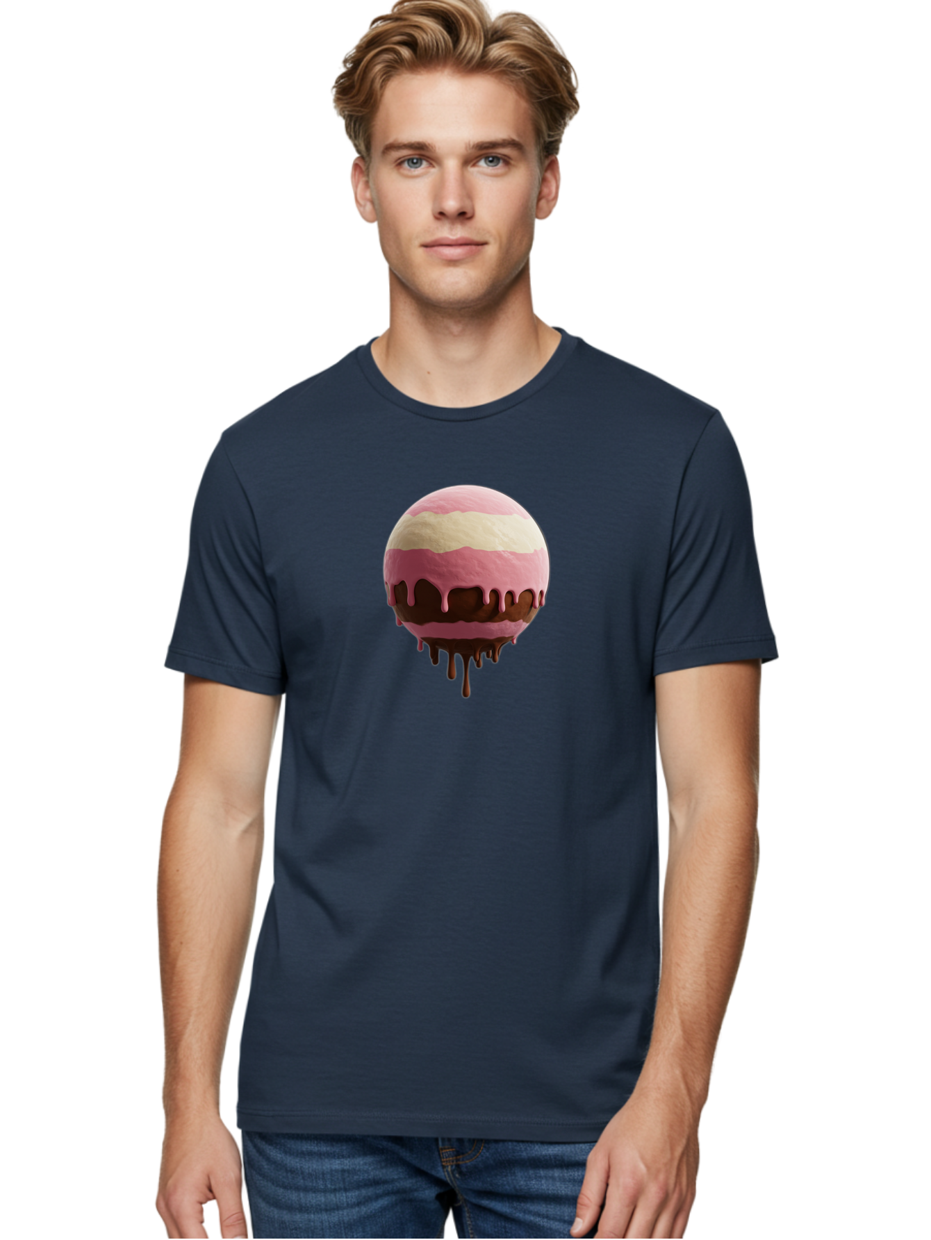 Pink-Ice-Cream-Scoop-With-Chocolate-Sauce Men'S Graphic Tee, 100% Cotton, Comfortable Casual Summer Wear, Machine Washable, Vintage Camera, Old Camera, Antique Camera, Black Camera, Classic Photography, Photography Equipment, Nostalgic Device, Bal133