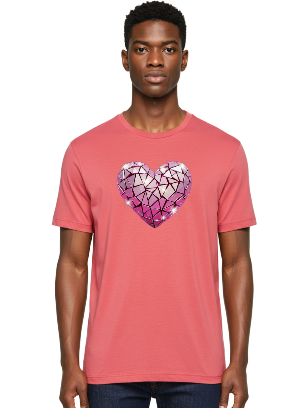 Pink-Mosaic-Heart Men'S Graphic Tee, 100% Cotton, Comfortable Casual Summer Wear, Machine Washable, Vintage Camera, Old Camera, Antique Camera, Black Camera, Classic Photography, Photography Equipment, Nostalgic Device, Film Camera, Camera Art Bal134