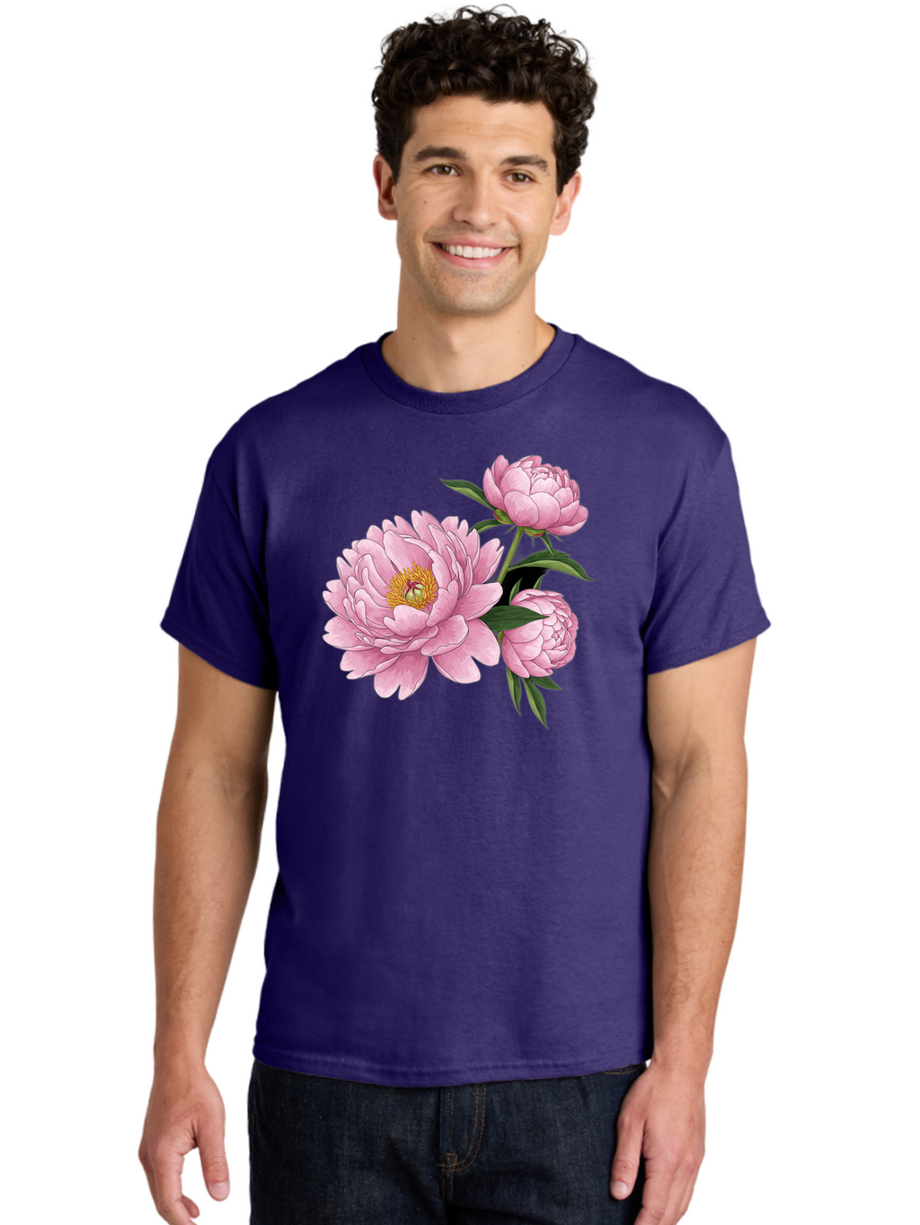 Pink-Peonies-1 Men'S Graphic Tee, 100% Cotton, Comfortable Casual Summer Wear, Machine Washable, Vintage Camera, Old Camera, Antique Camera, Black Camera, Classic Photography, Photography Equipment, Nostalgic Device, Film Camera, Camera Art Bal135
