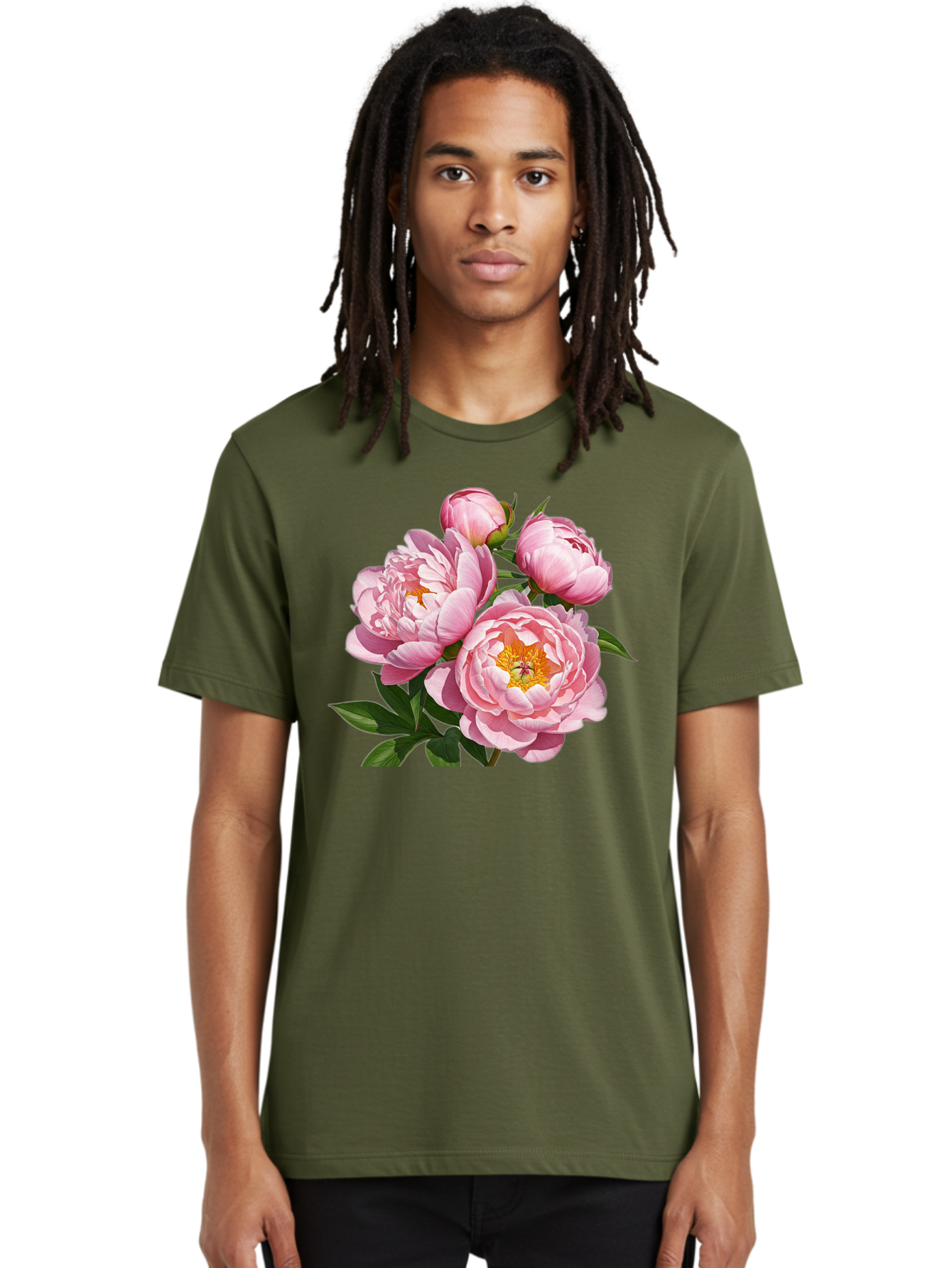 Pink-Peonies-2 Men'S Graphic Tee, 100% Cotton, Comfortable Casual Summer Wear, Machine Washable, Vintage Camera, Old Camera, Antique Camera, Black Camera, Classic Photography, Photography Equipment, Nostalgic Device, Film Camera, Camera Art Bal136