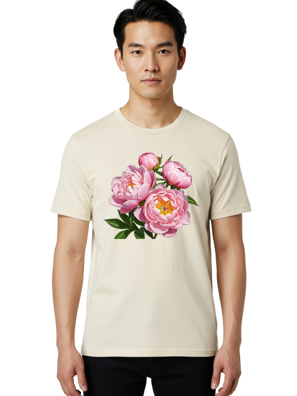 Pink-Peonies-2 Men'S Graphic Tee, 100% Cotton, Comfortable Casual Summer Wear, Machine Washable, Vintage Camera, Old Camera, Antique Camera, Black Camera, Classic Photography, Photography Equipment, Nostalgic Device, Film Camera, Camera Art Bal136