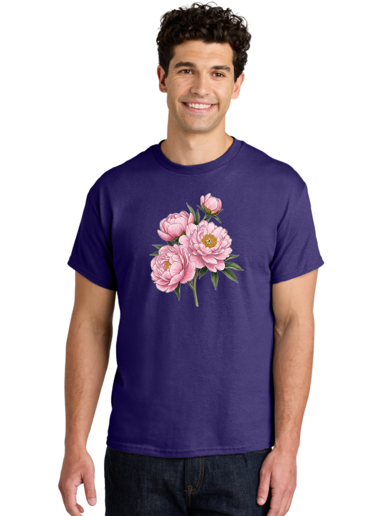 Pink-Peonies-3 Men'S Graphic Tee, 100% Cotton, Comfortable Casual Summer Wear, Machine Washable, Vintage Camera, Old Camera, Antique Camera, Black Camera, Classic Photography, Photography Equipment, Nostalgic Device, Film Camera, Camera Art Bal137