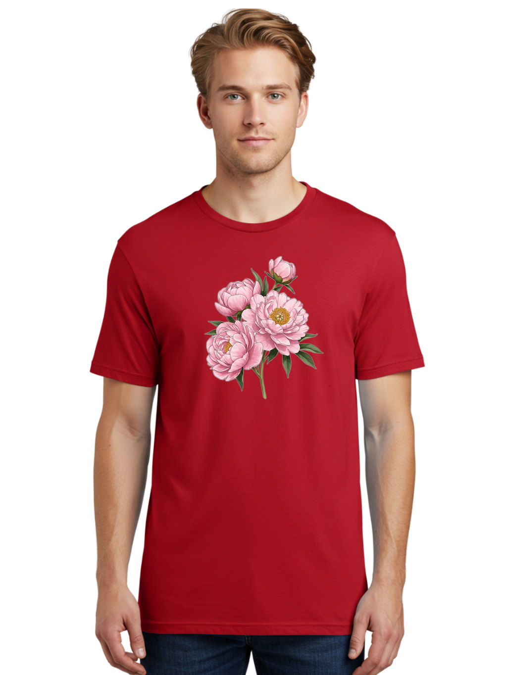 Pink-Peonies-3 Men'S Graphic Tee, 100% Cotton, Comfortable Casual Summer Wear, Machine Washable, Vintage Camera, Old Camera, Antique Camera, Black Camera, Classic Photography, Photography Equipment, Nostalgic Device, Film Camera, Camera Art Bal137