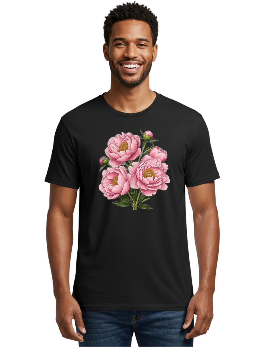 Pink-Peonies-4 Men'S Graphic Tee, 100% Cotton, Comfortable Casual Summer Wear, Machine Washable, Vintage Camera, Old Camera, Antique Camera, Black Camera, Classic Photography, Photography Equipment, Nostalgic Device, Film Camera, Camera Art Bal138